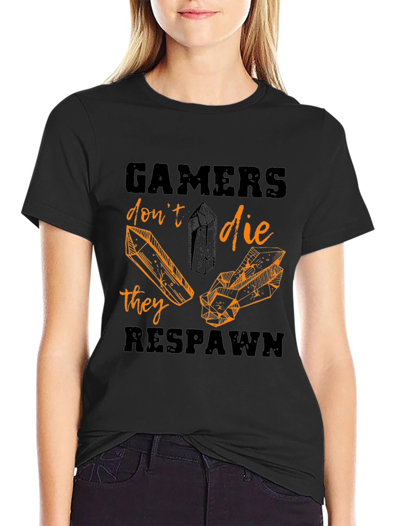 Gamers Dont Die They Respawn Black T-Shirt