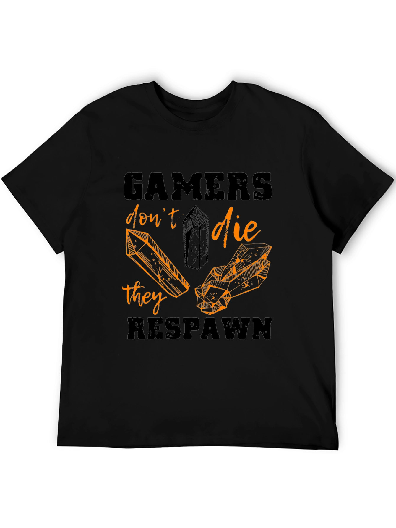 Gamers Dont Die They Respawn Black T-Shirt