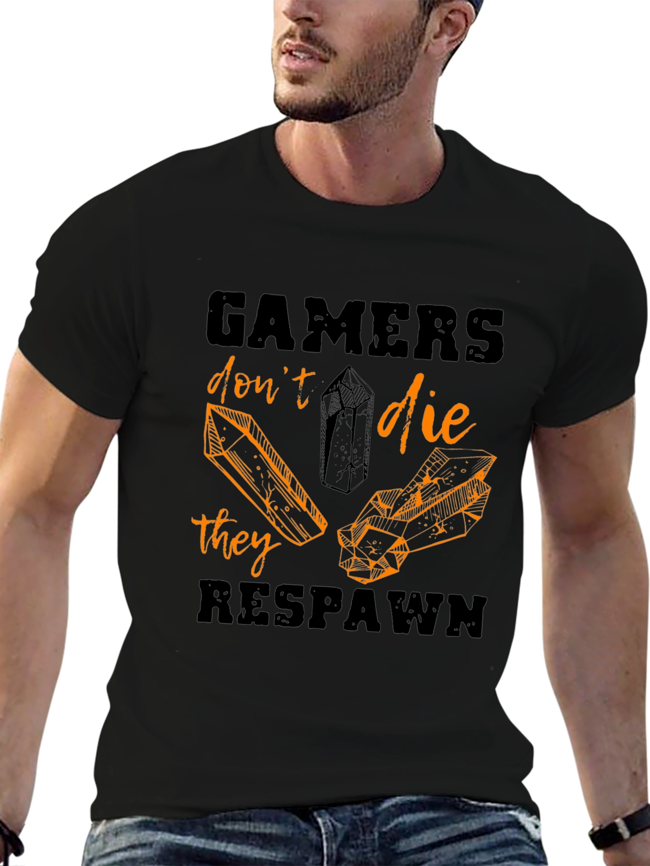 Gamers Dont Die They Respawn Black T-Shirt