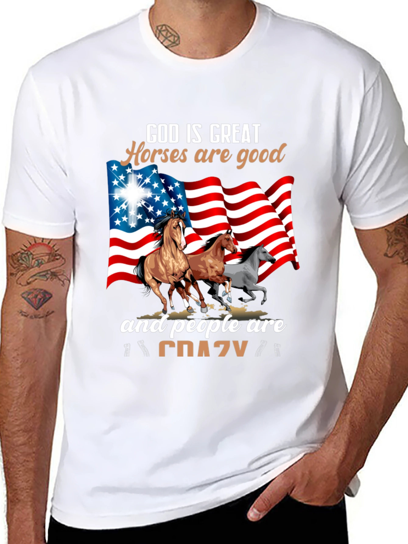 God Is Great Horses Are Good Crazy T-Shirt