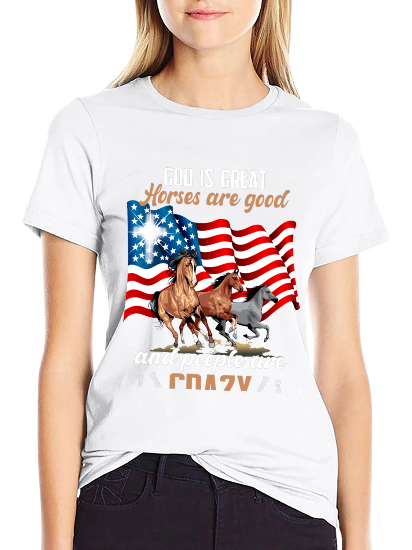 God Is Great Horses Are Good Crazy T-Shirt