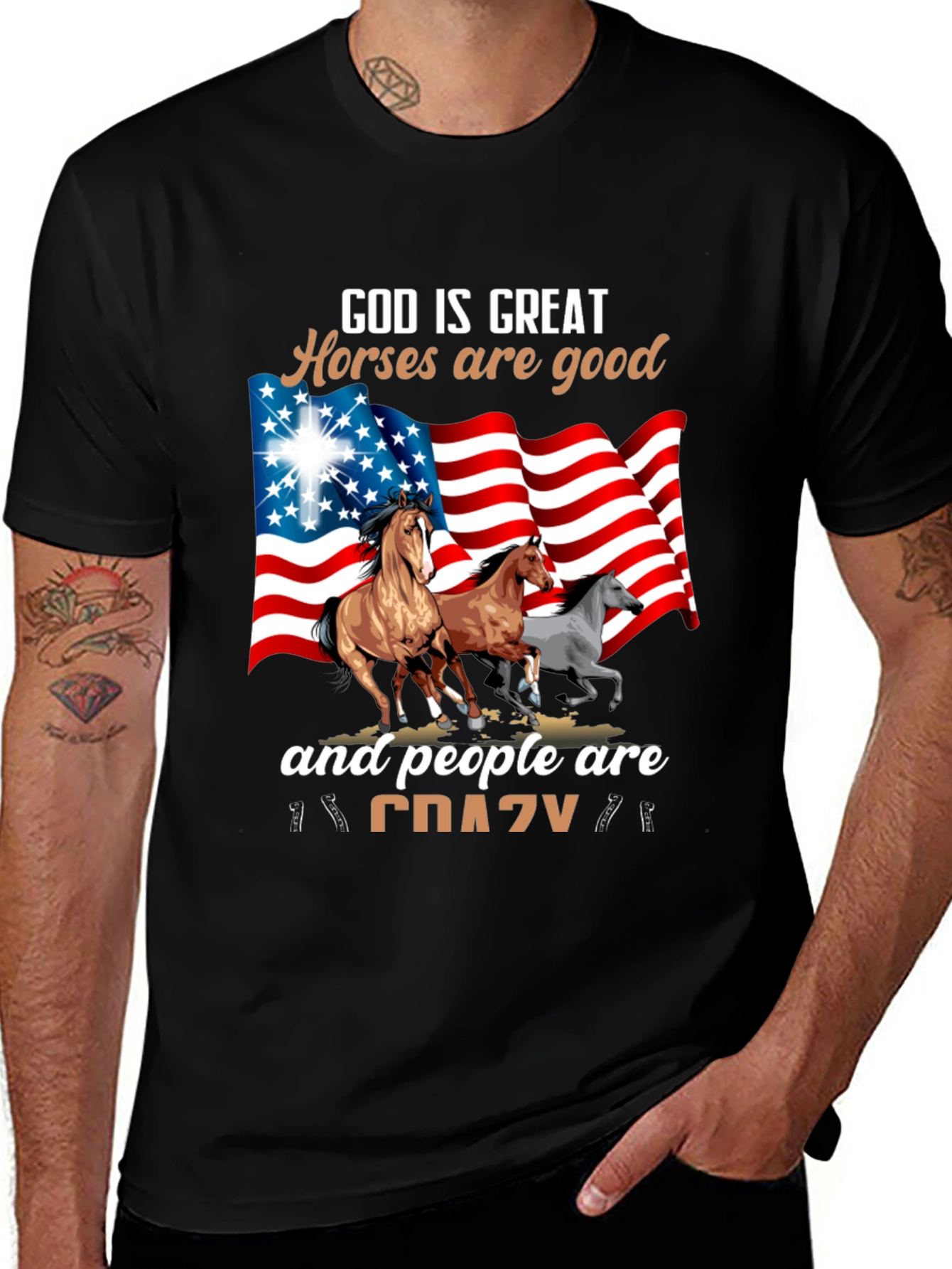 God Is Great Horses Are Good Crazy T-Shirt
