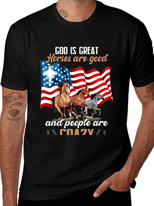 God Is Great Horses Are Good Crazy T-Shirt