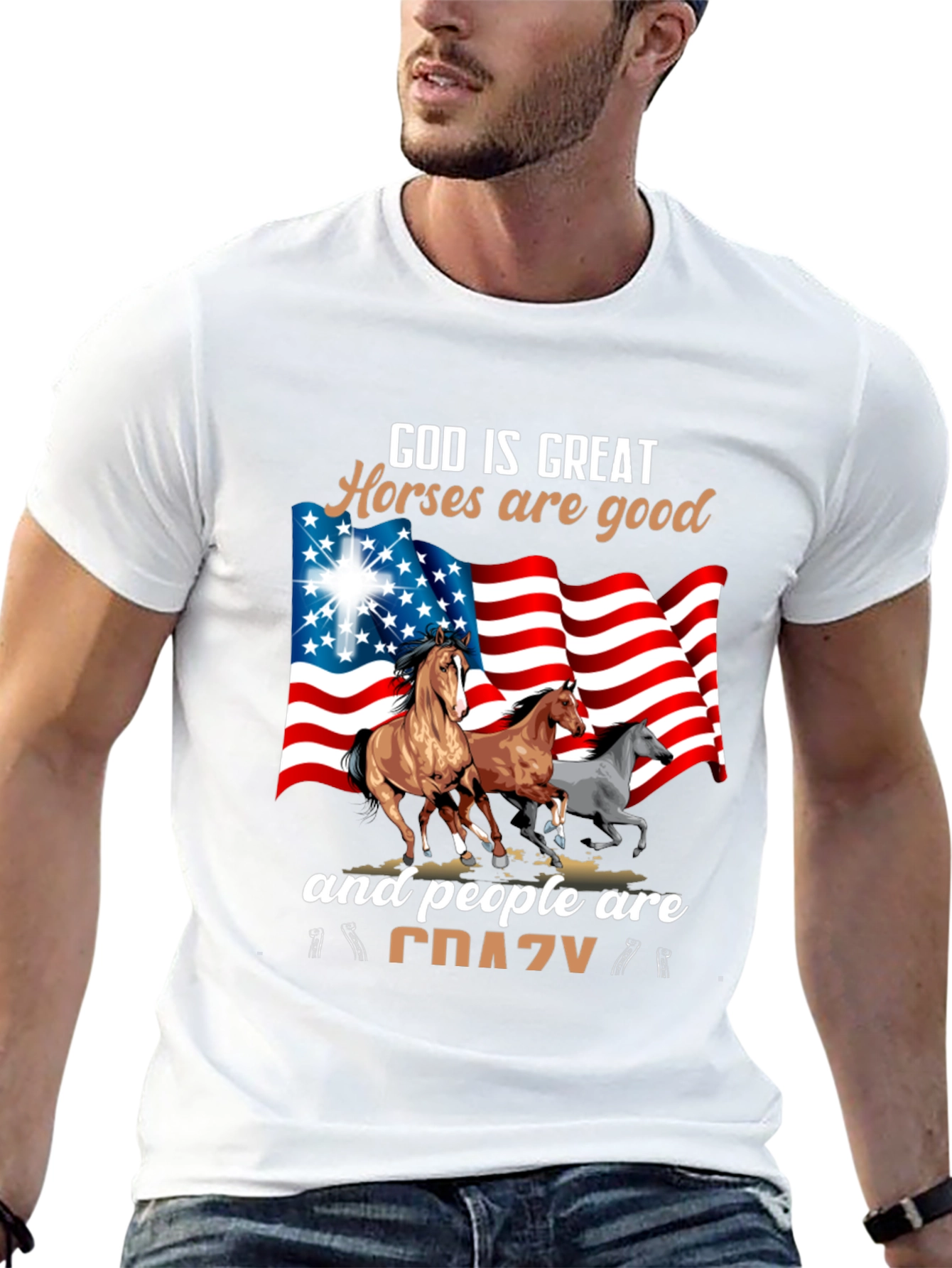 God Is Great Horses Are Good Crazy T-Shirt