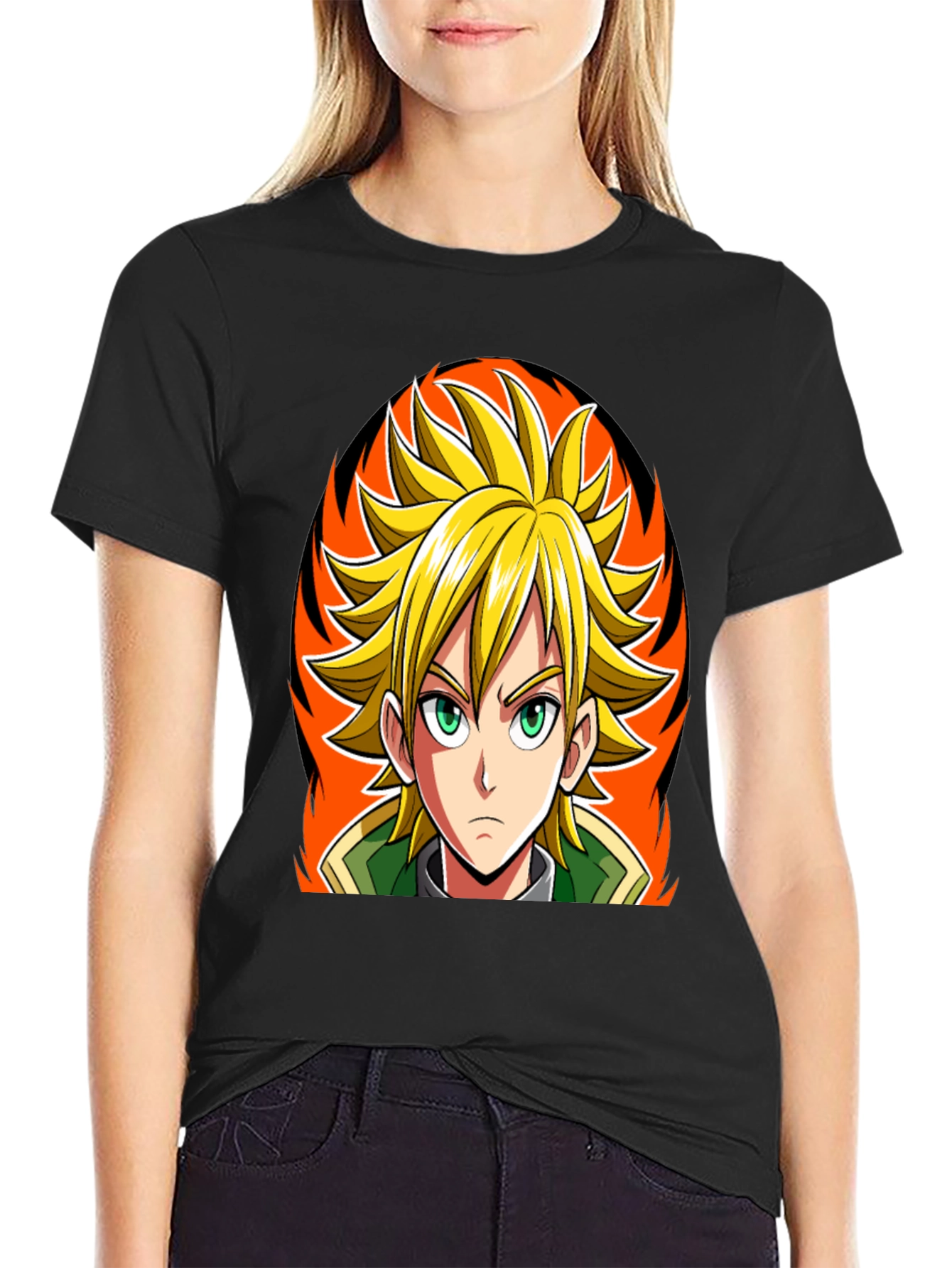 Anime Character Graphic Black T-Shirt