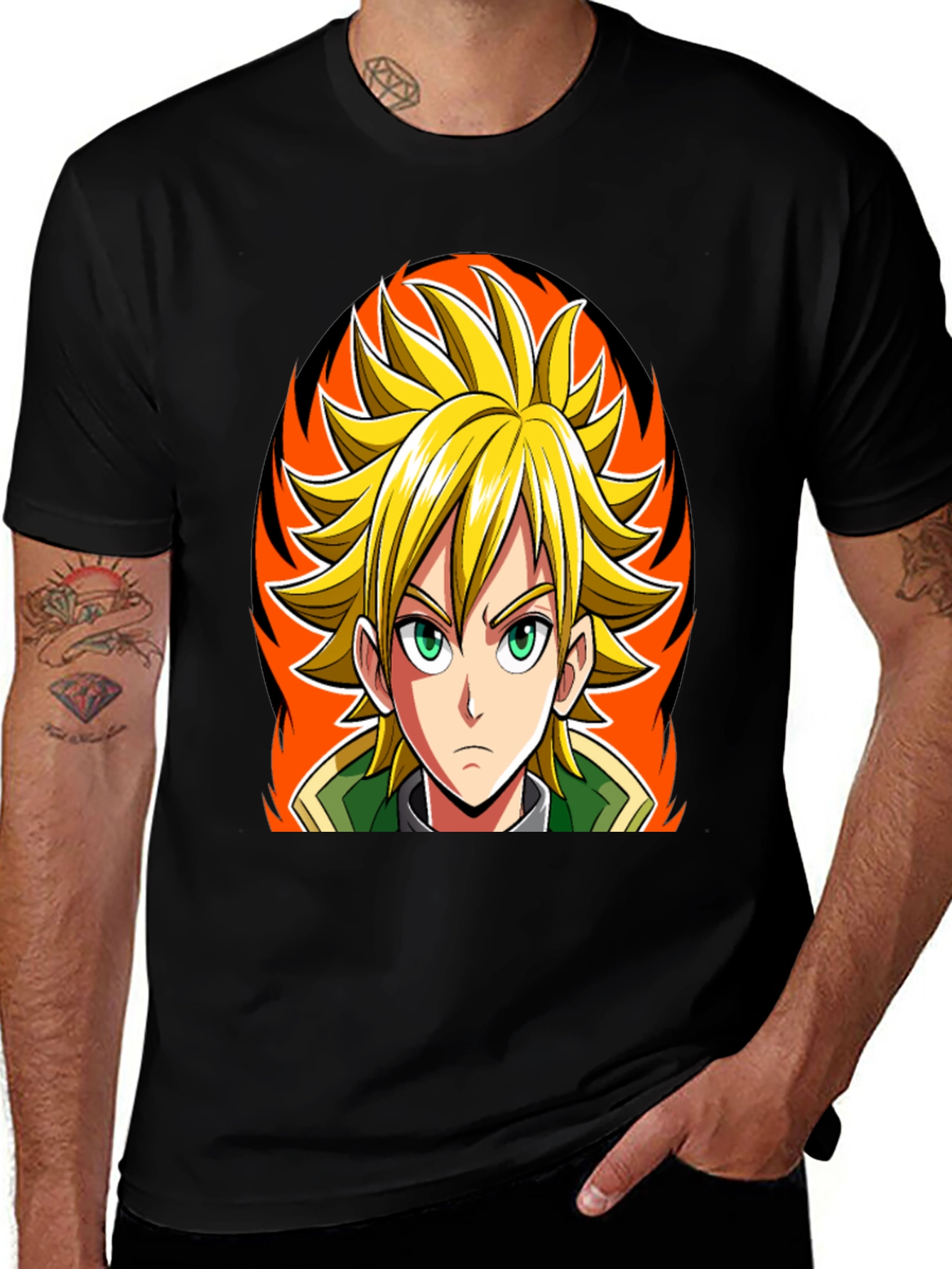 Anime Character Graphic Black T-Shirt