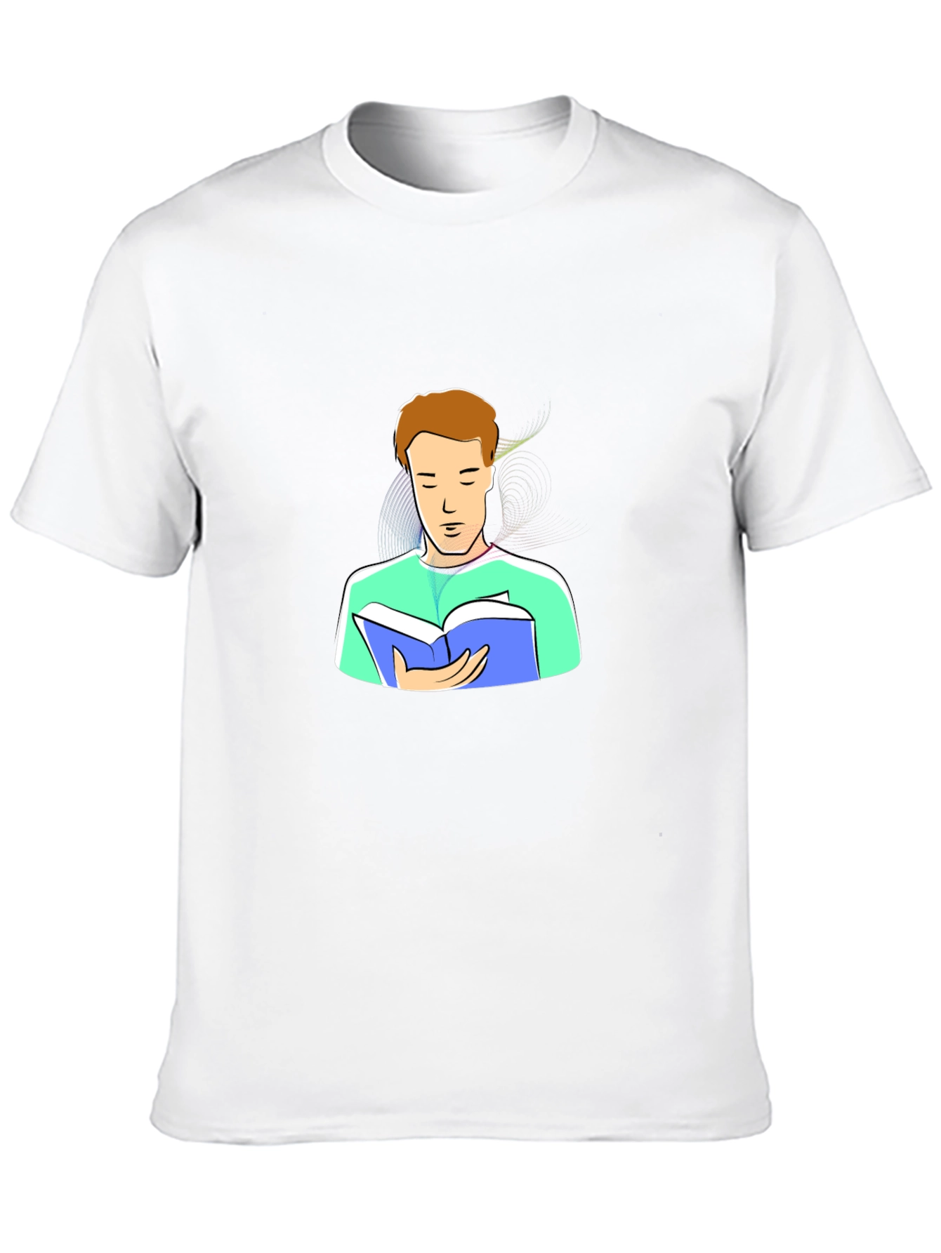 Man Reading Cartoon Graphic Tee - Black