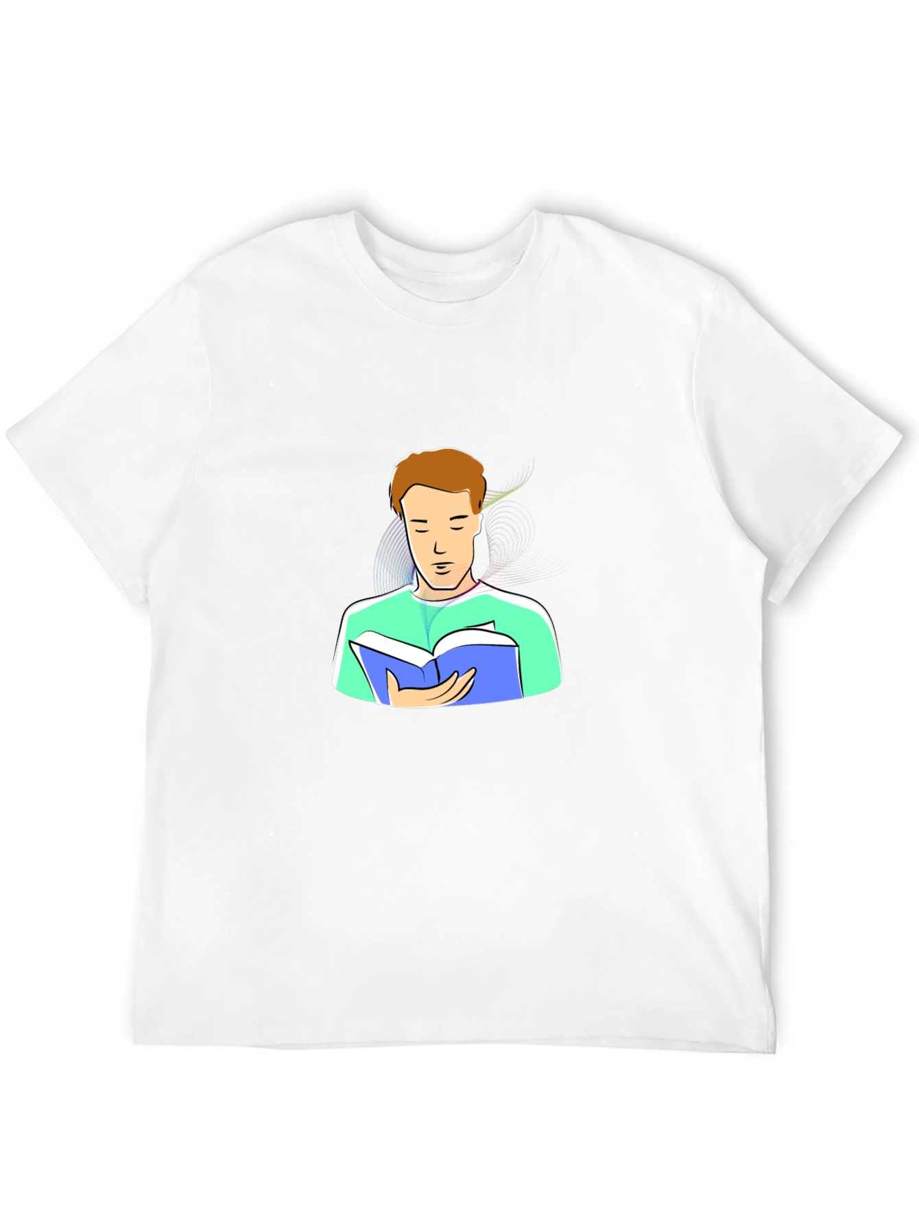 Man Reading Cartoon Graphic Tee - Black