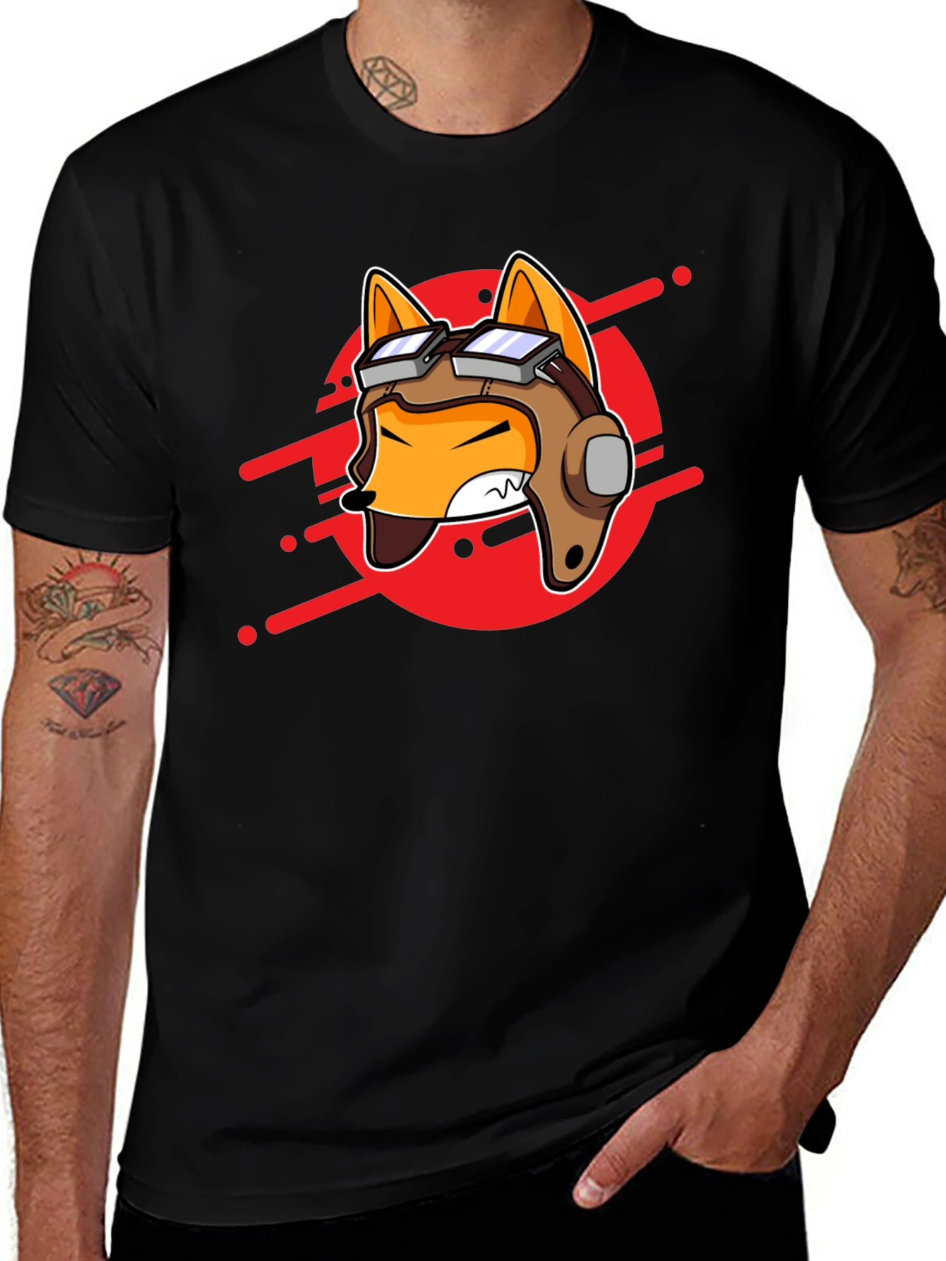 Pilot Fox Graphic Tee - Cool Cartoon T-Shirt