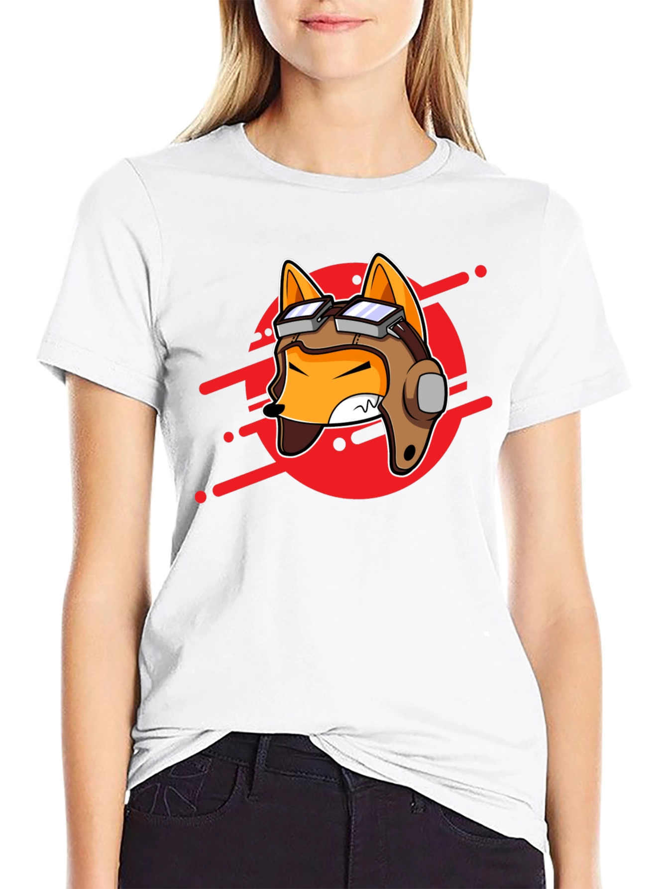 Pilot Fox Graphic Tee - Cool Cartoon T-Shirt