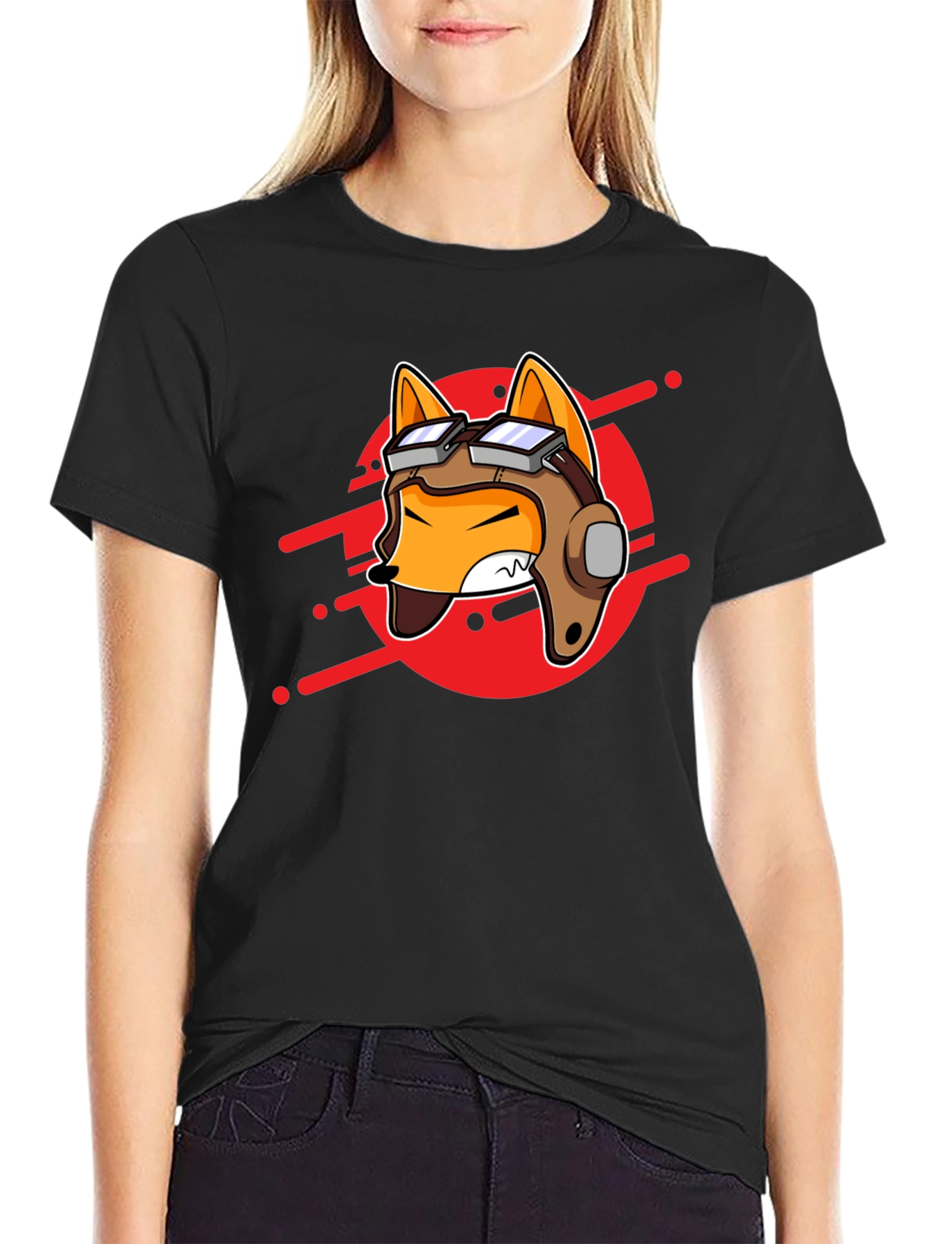 Pilot Fox Graphic Tee - Cool Cartoon T-Shirt
