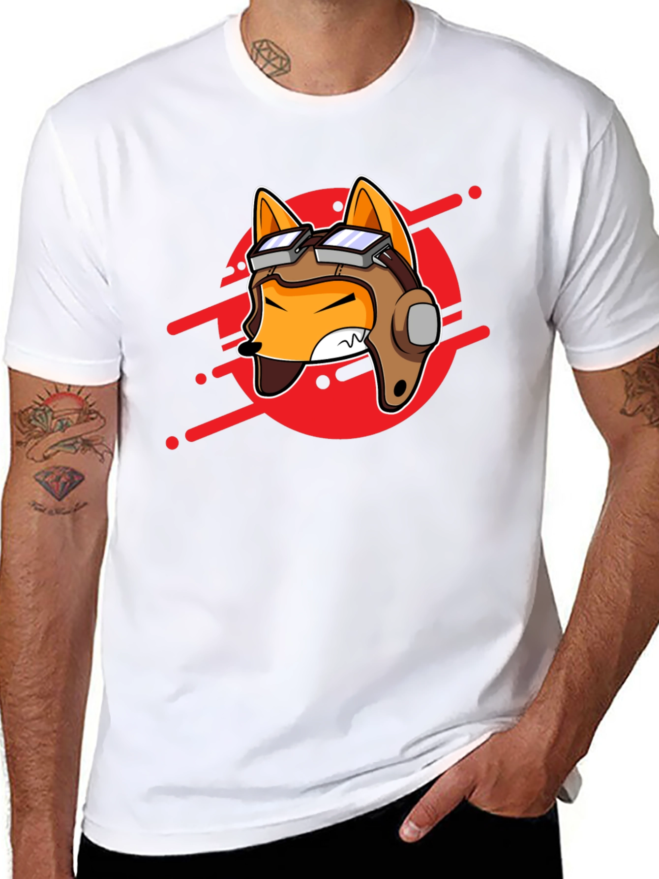 Pilot Fox Graphic Tee - Cool Cartoon T-Shirt