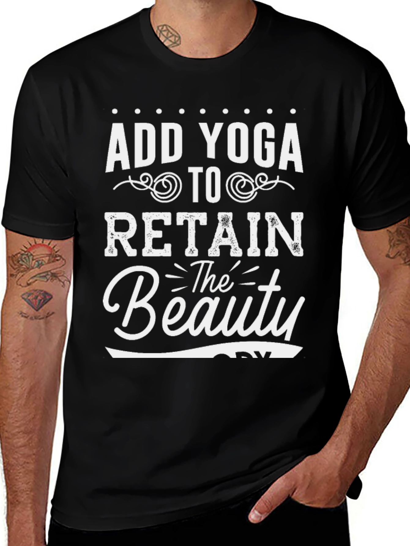 Add Yoga to Retain the Beauty Black Tee