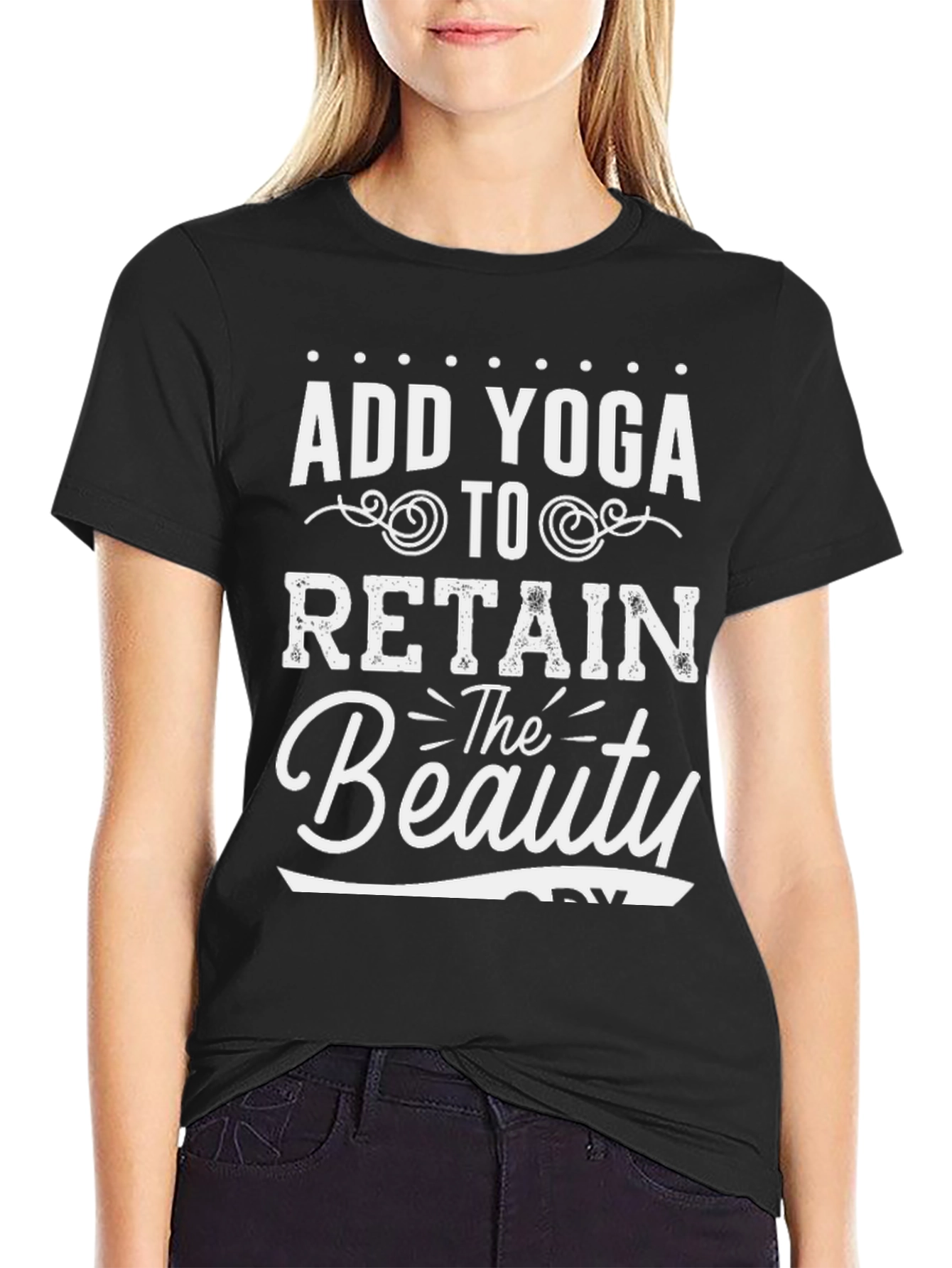 Add Yoga to Retain the Beauty Black Tee