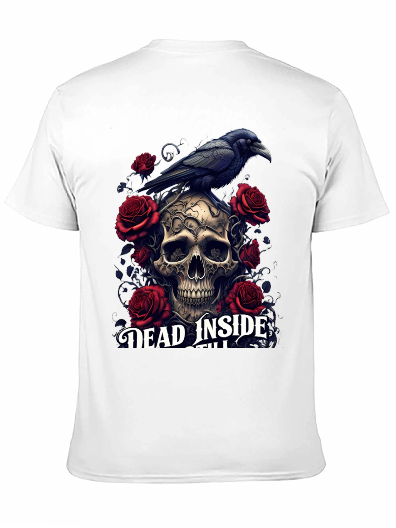 Gothic Skull & Raven T-Shirt - Dead Inside Design