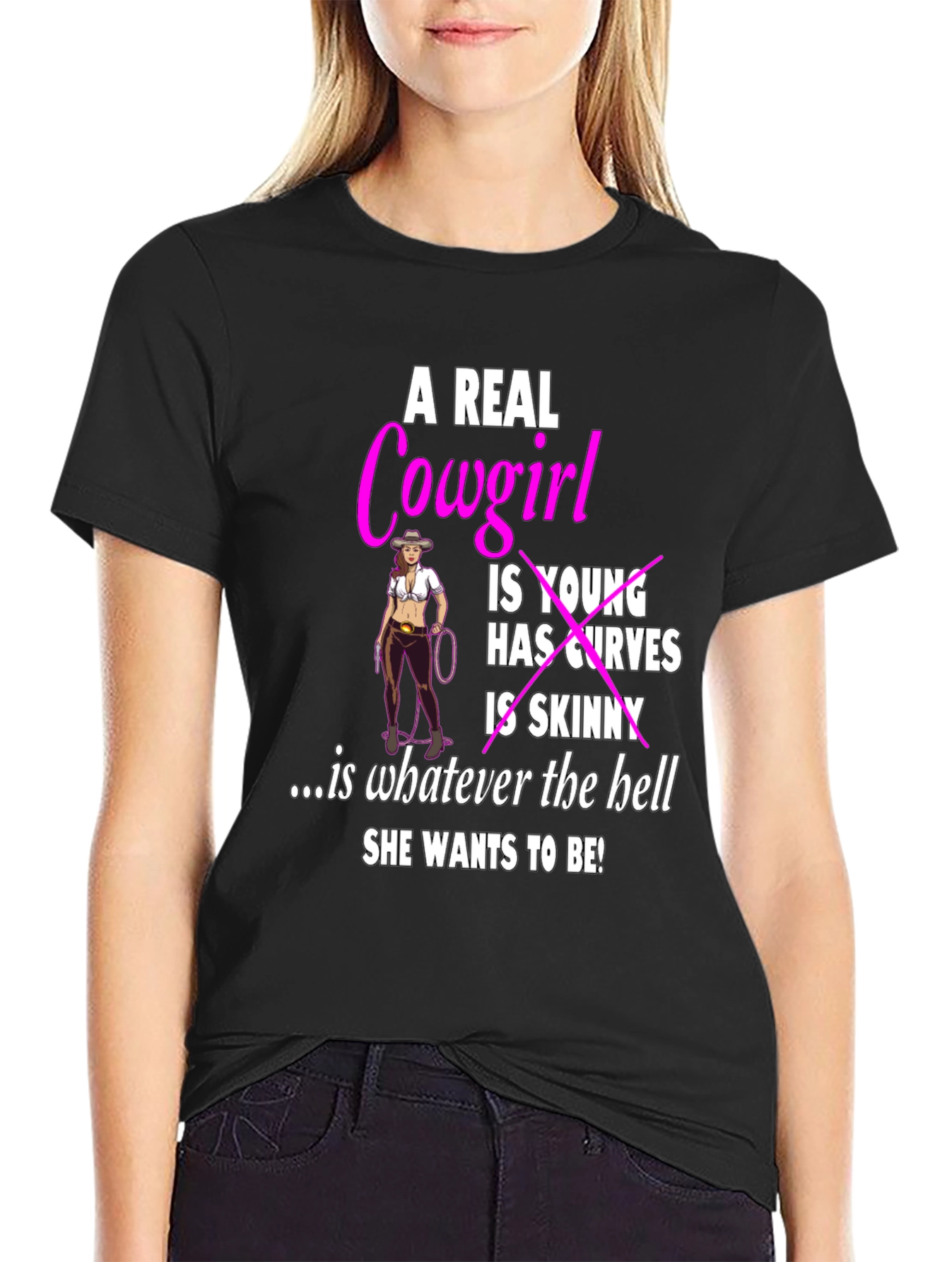 A Real Cowgirl T-Shirt - Curves Western Style