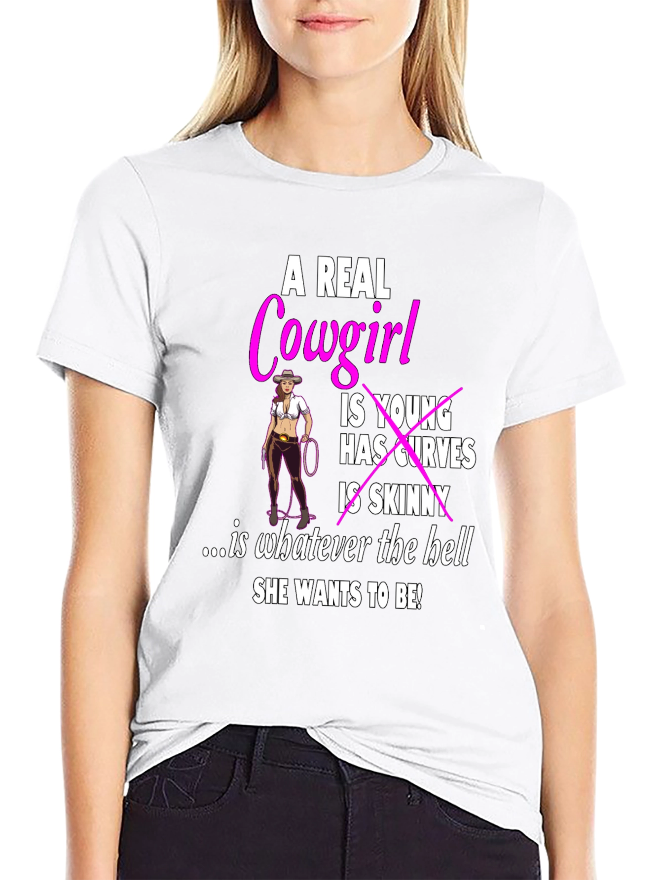 A Real Cowgirl T-Shirt - Curves Western Style