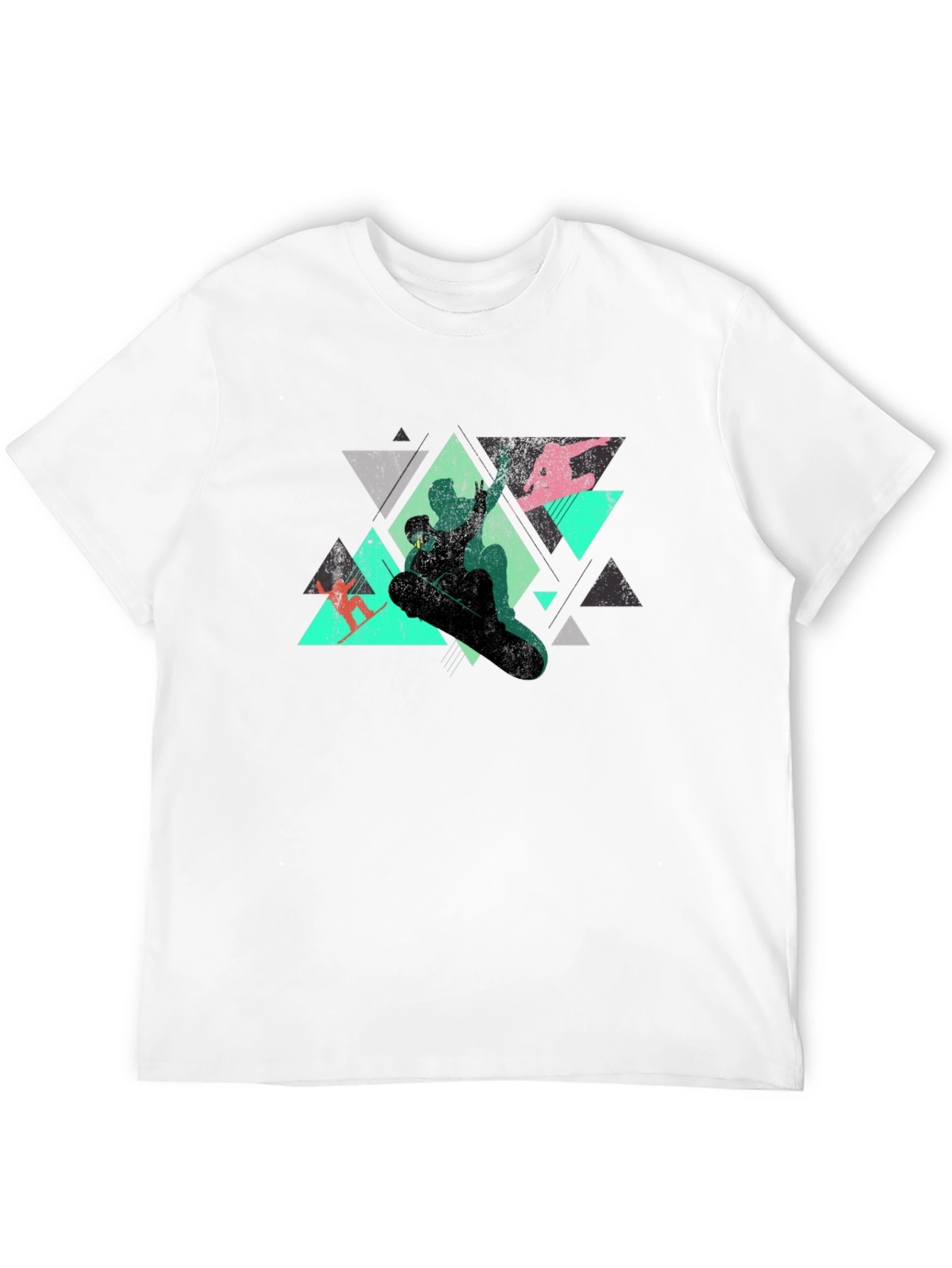 Geometric Snowboarder Graphic Tee - Black