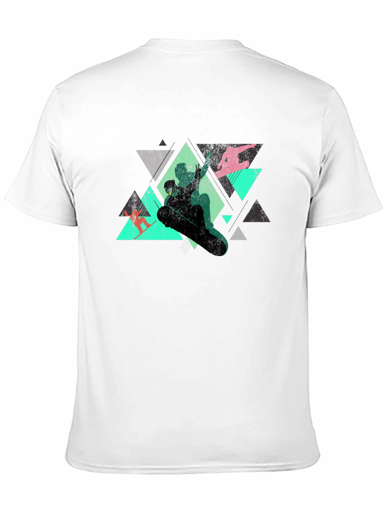 Geometric Snowboarder Graphic Tee - Black