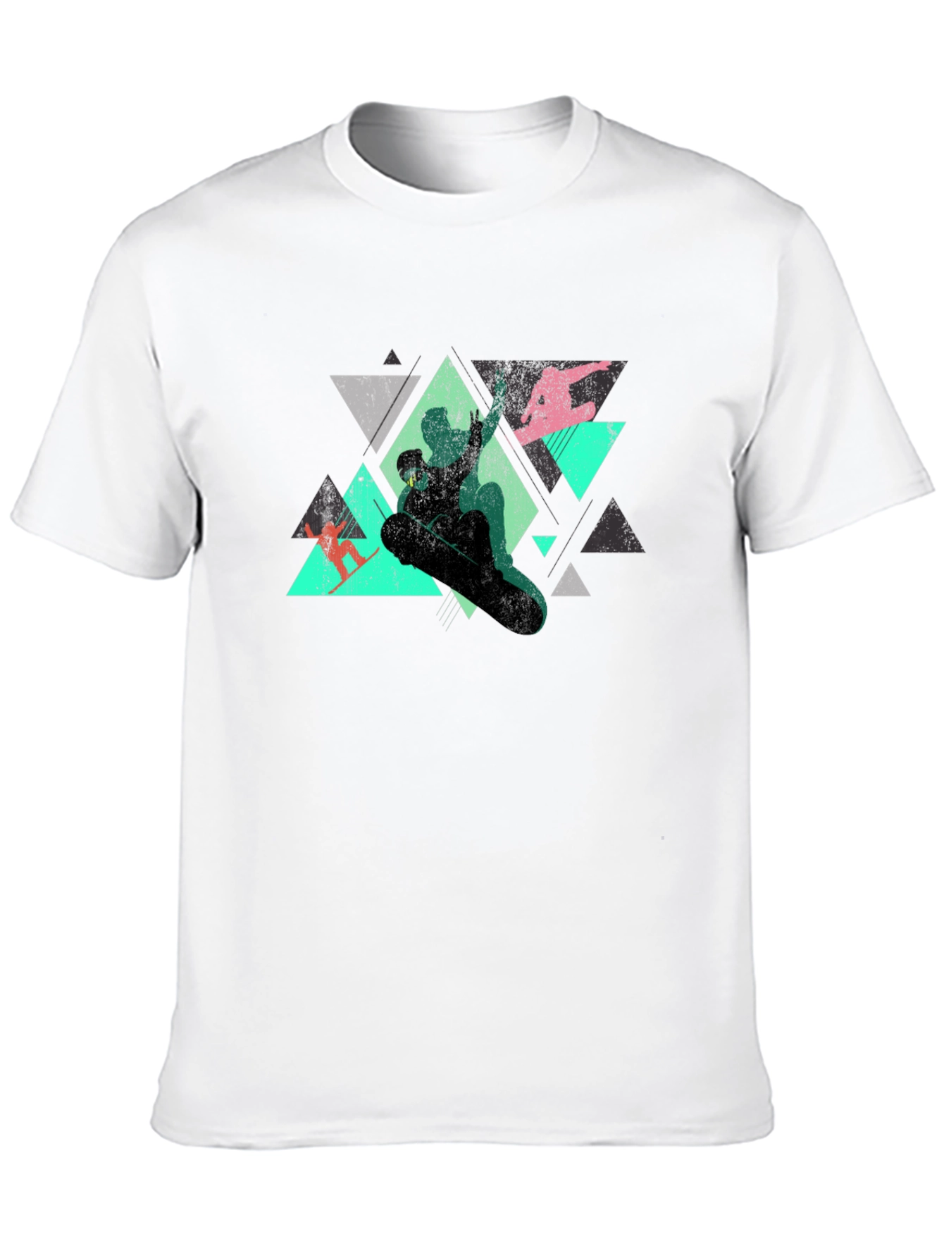 Geometric Snowboarder Graphic Tee - Black