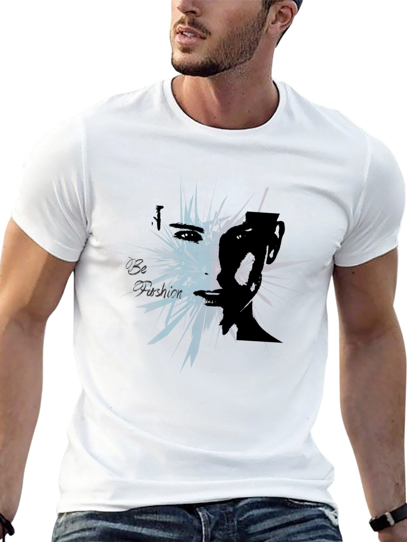 Abstract Fashion Graphic Tee - Black Cotton Blend