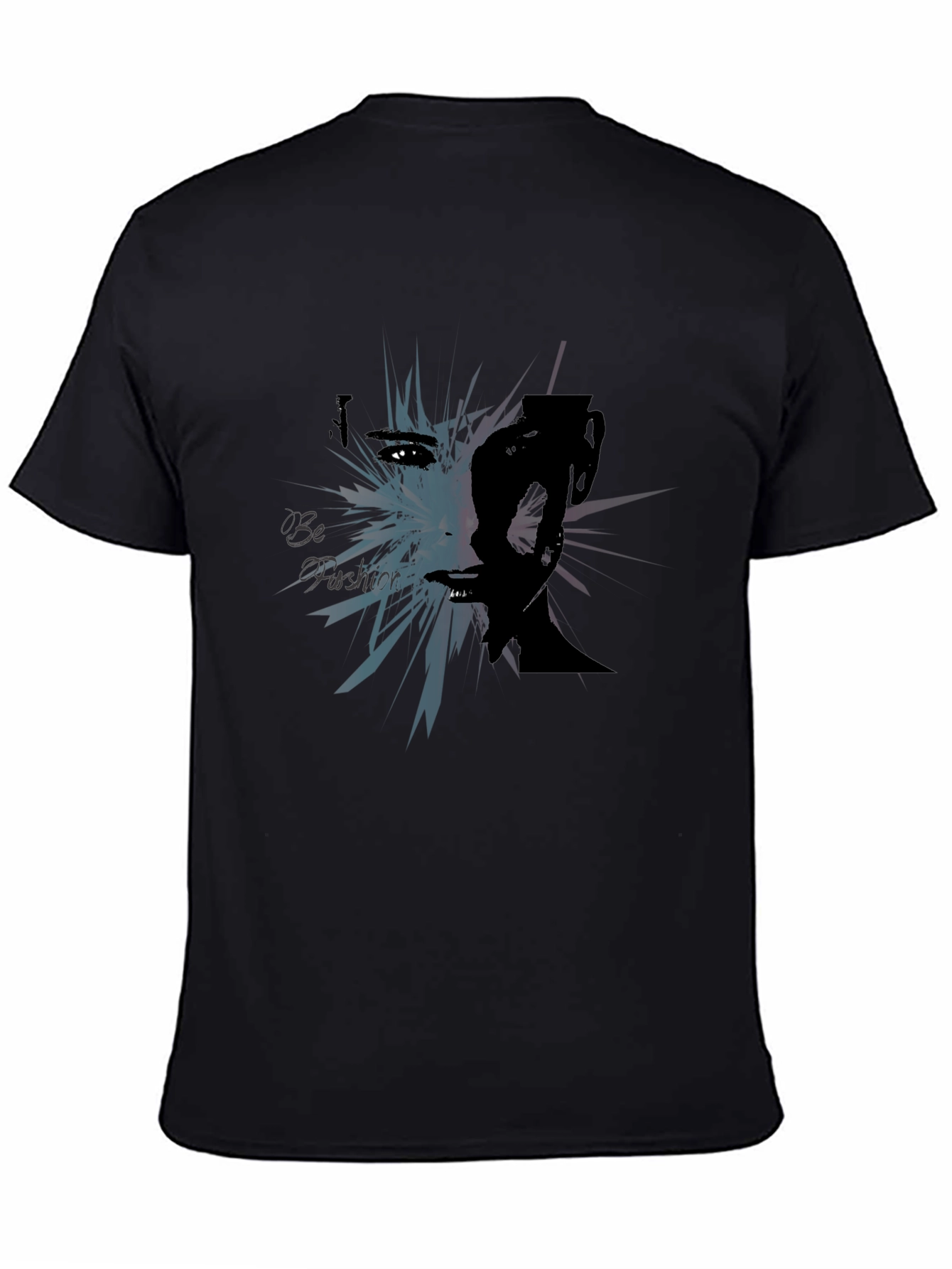 Abstract Fashion Graphic Tee - Black Cotton Blend