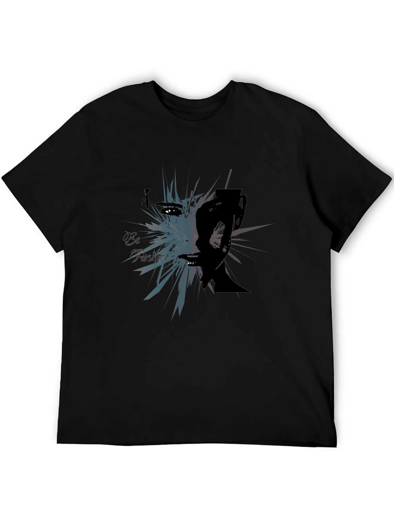 Abstract Fashion Graphic Tee - Black Cotton Blend
