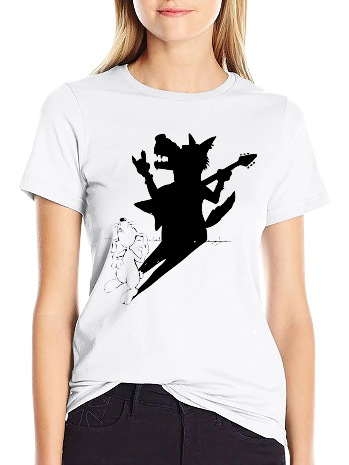 Rock n Roll Wolf T-Shirt - Black Cotton Tee