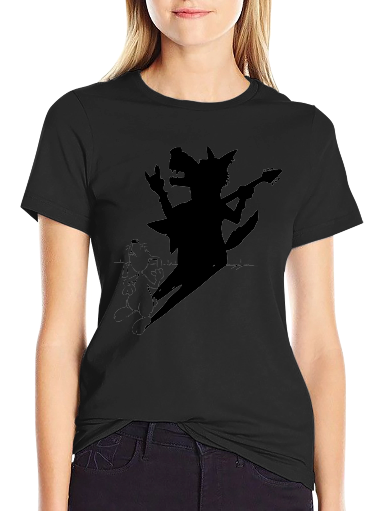 Rock n Roll Wolf T-Shirt - Black Cotton Tee
