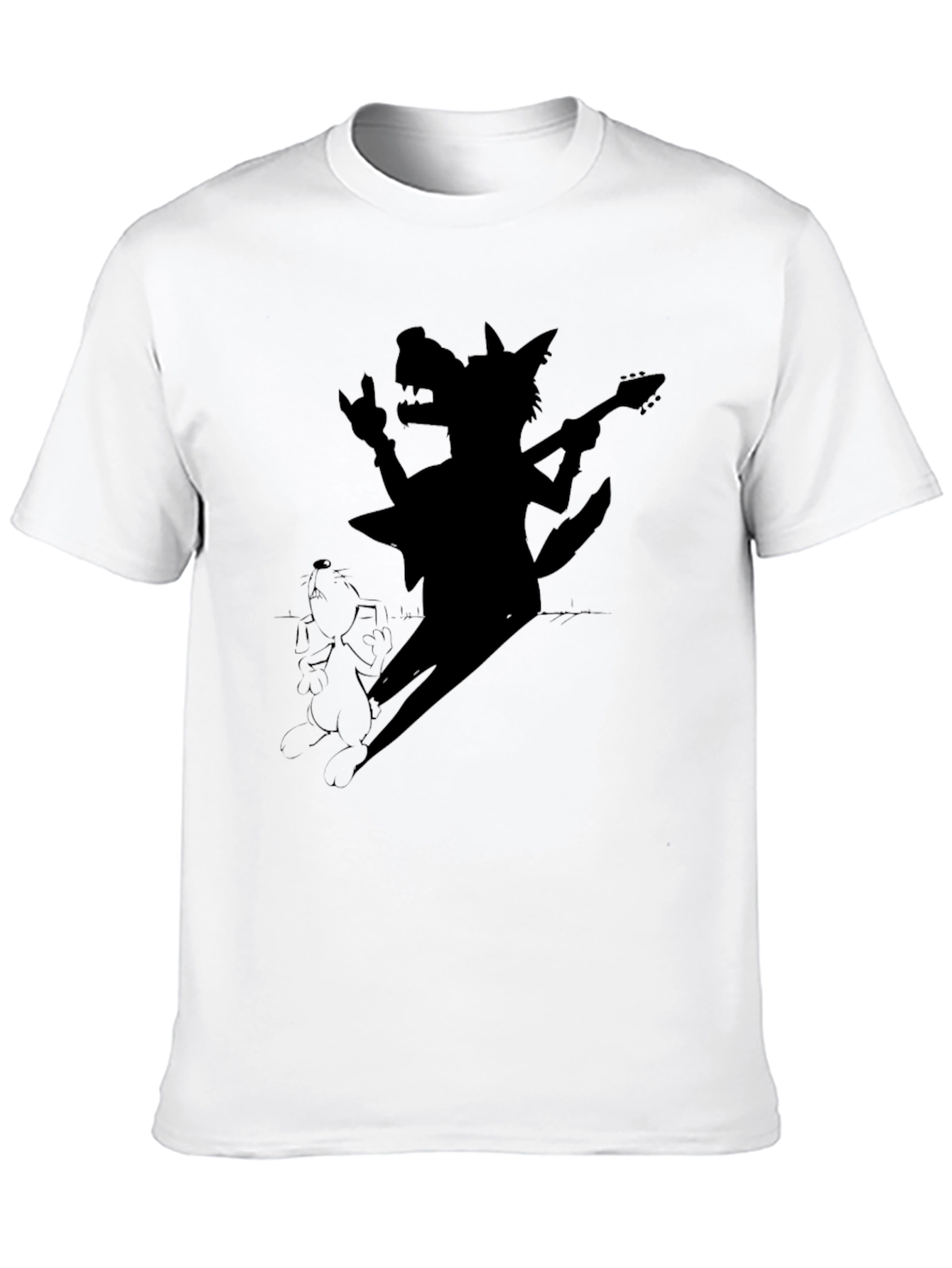 Rock n Roll Wolf T-Shirt - Black Cotton Tee