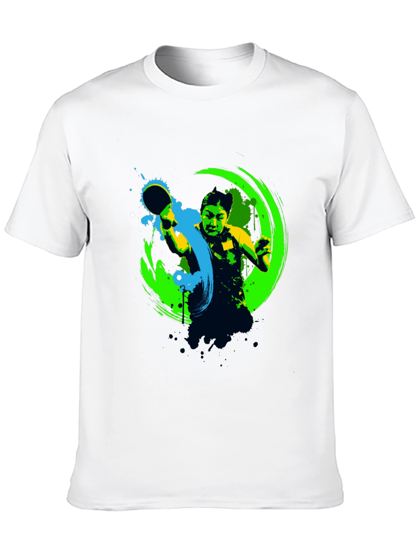 Ping Pong Player Graphic Black T-Shirt