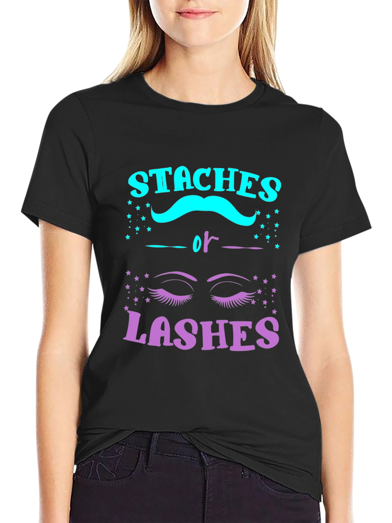 Staches or Lashes Gender Reveal T-Shirt