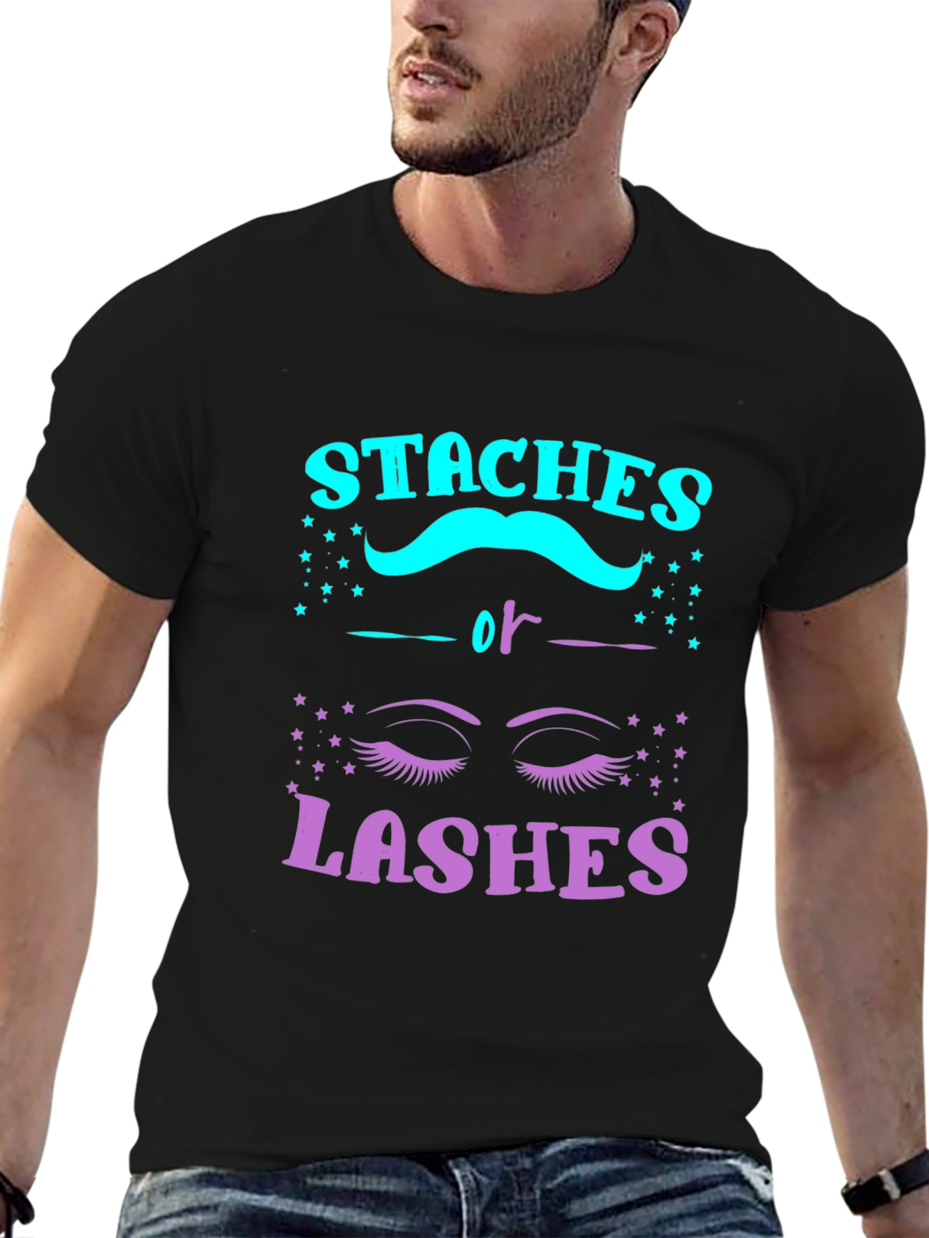 Staches or Lashes Gender Reveal T-Shirt
