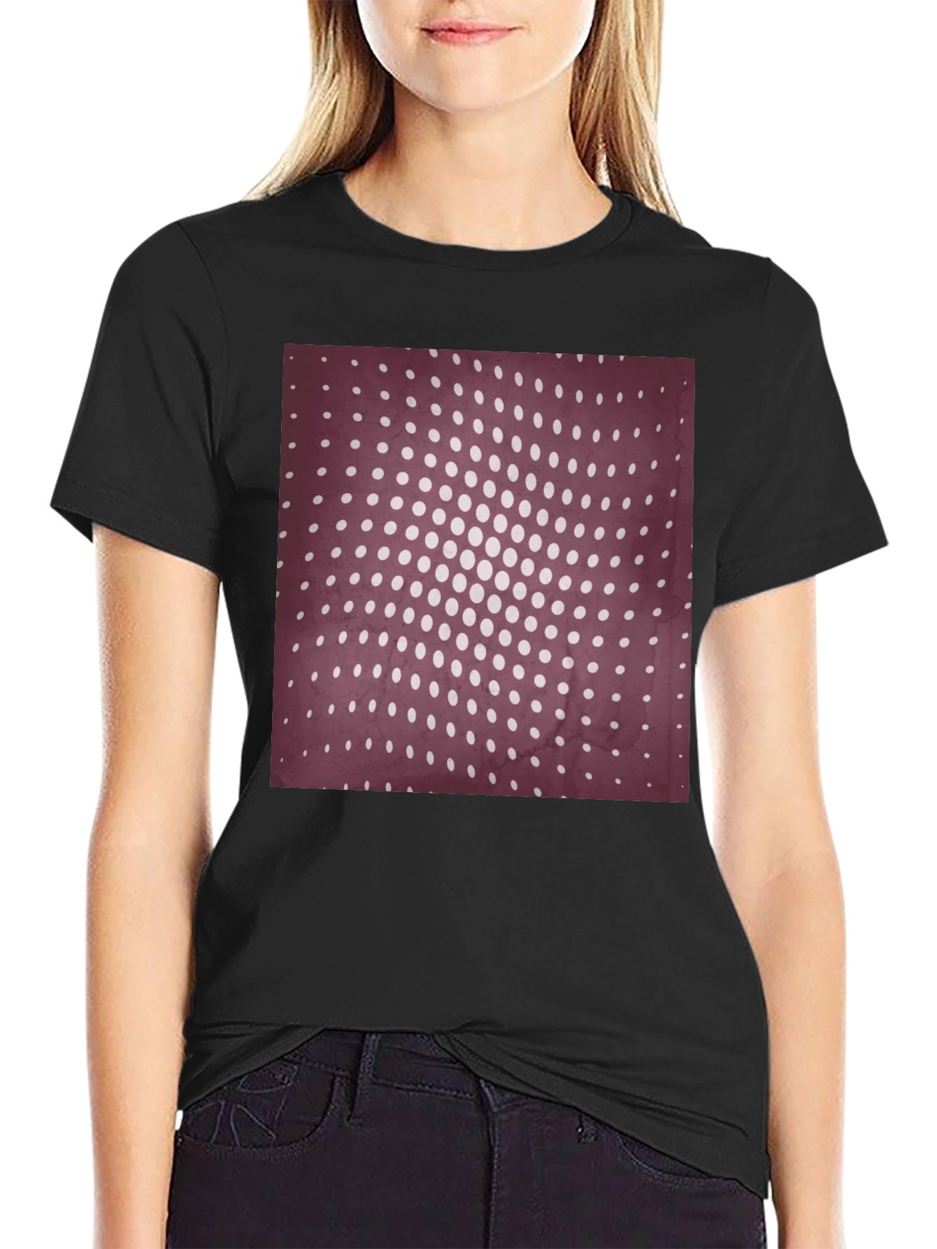 Retro Dot Pattern Black T-Shirt
