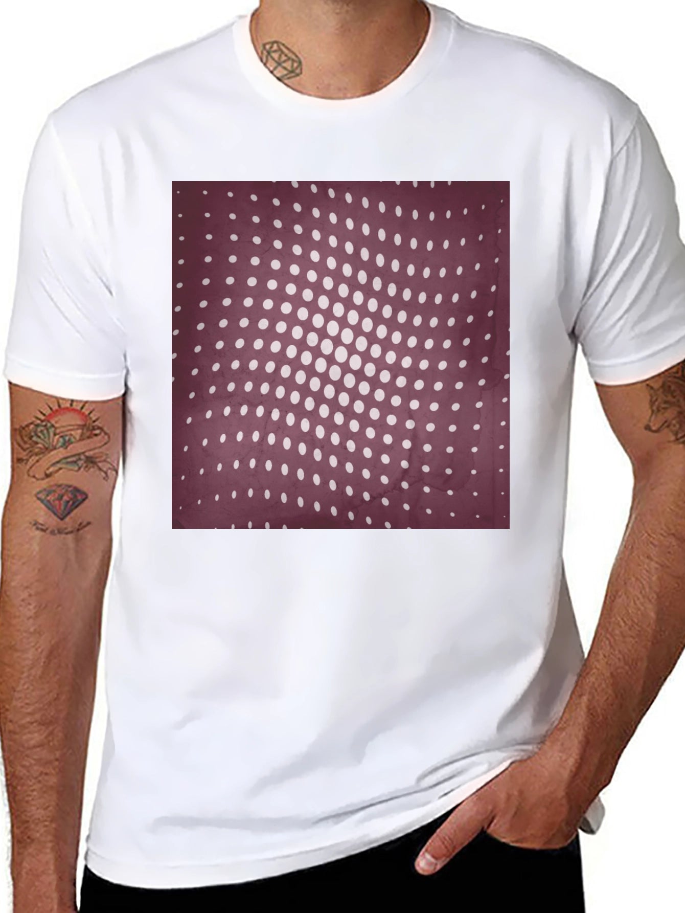 Retro Dot Pattern Black T-Shirt