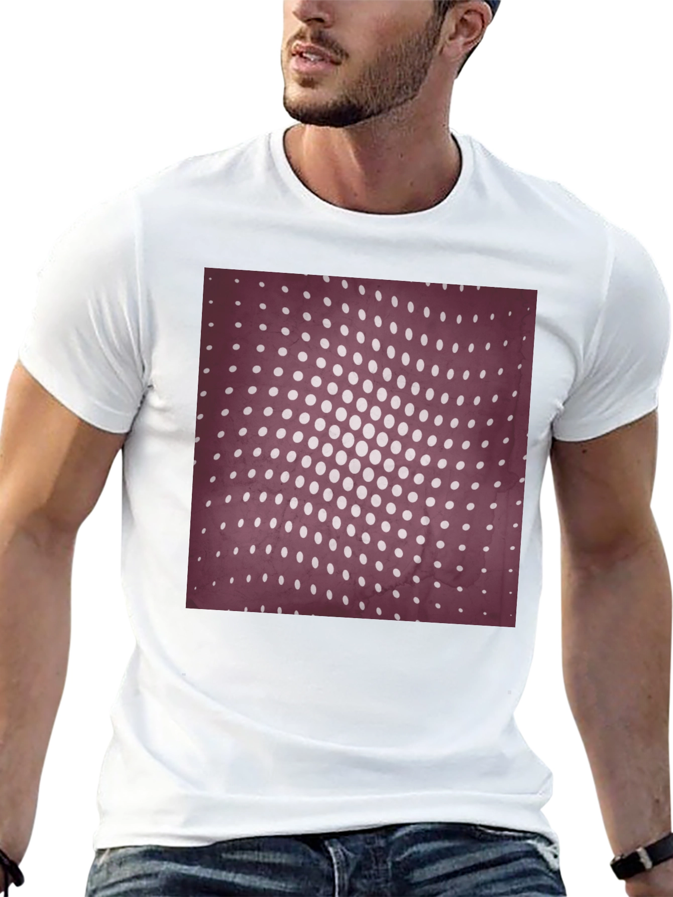 Retro Dot Pattern Black T-Shirt