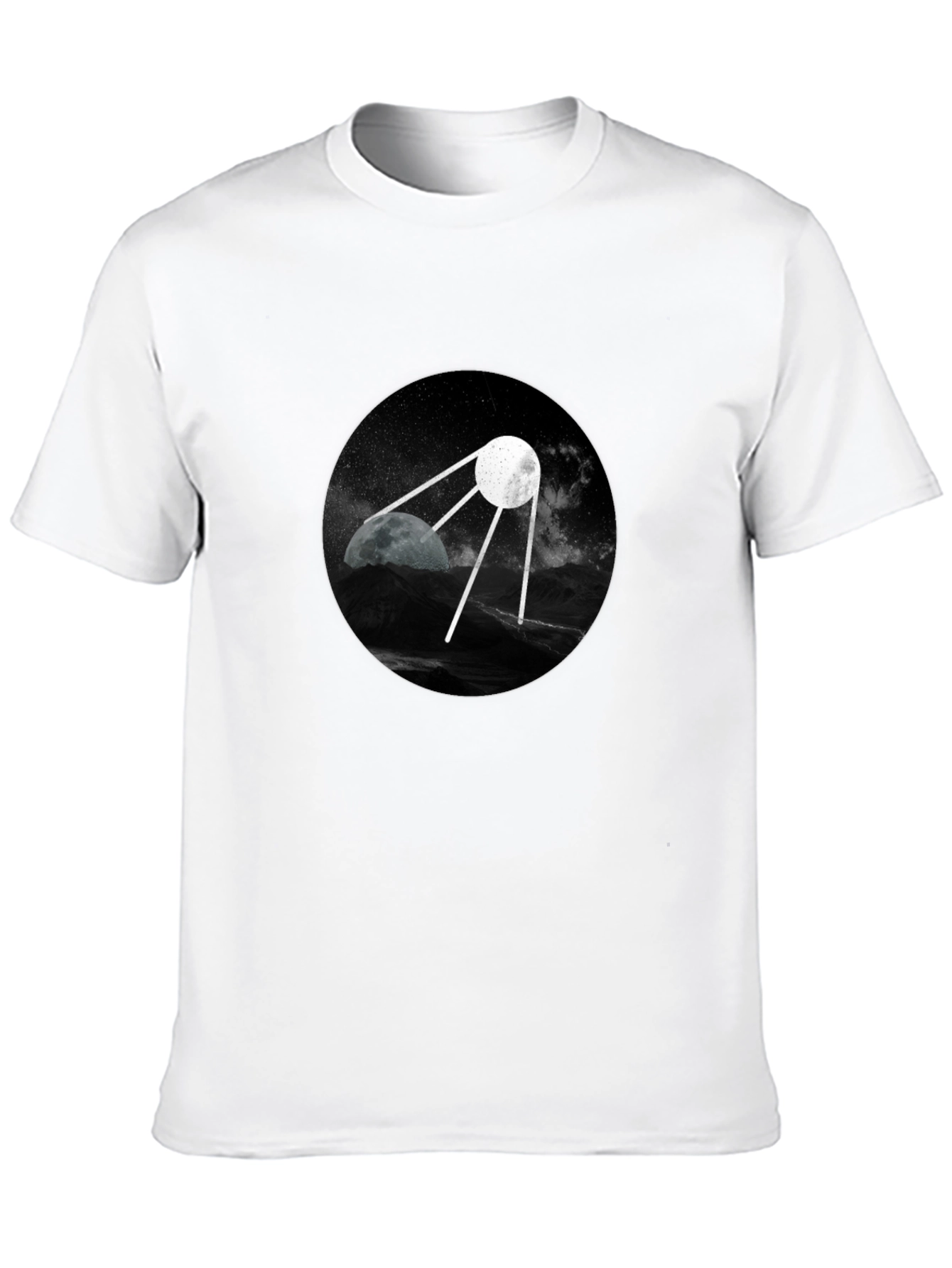 Space Satellite Graphic Black T-Shirt