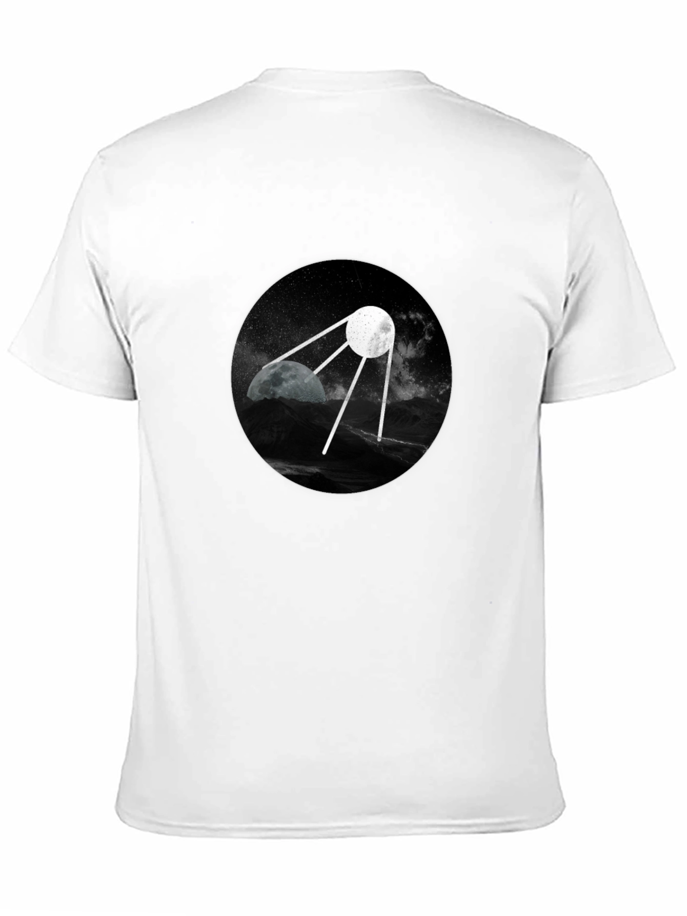 Space Satellite Graphic Black T-Shirt