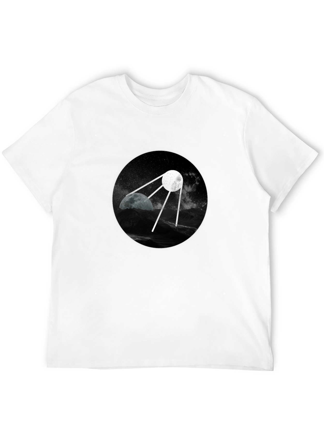 Space Satellite Graphic Black T-Shirt