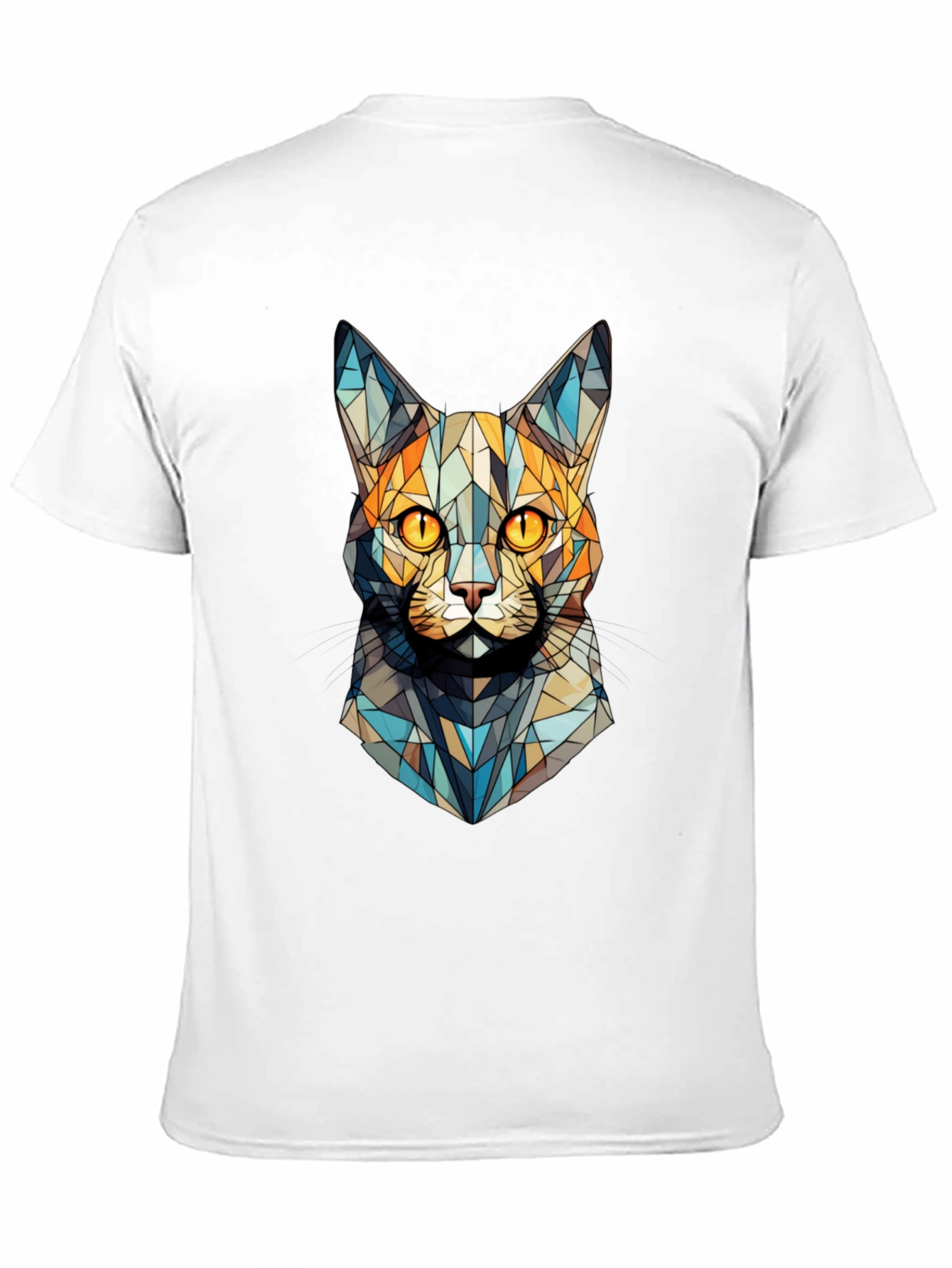 Geometric Cat Face T-Shirt - Abstract Design