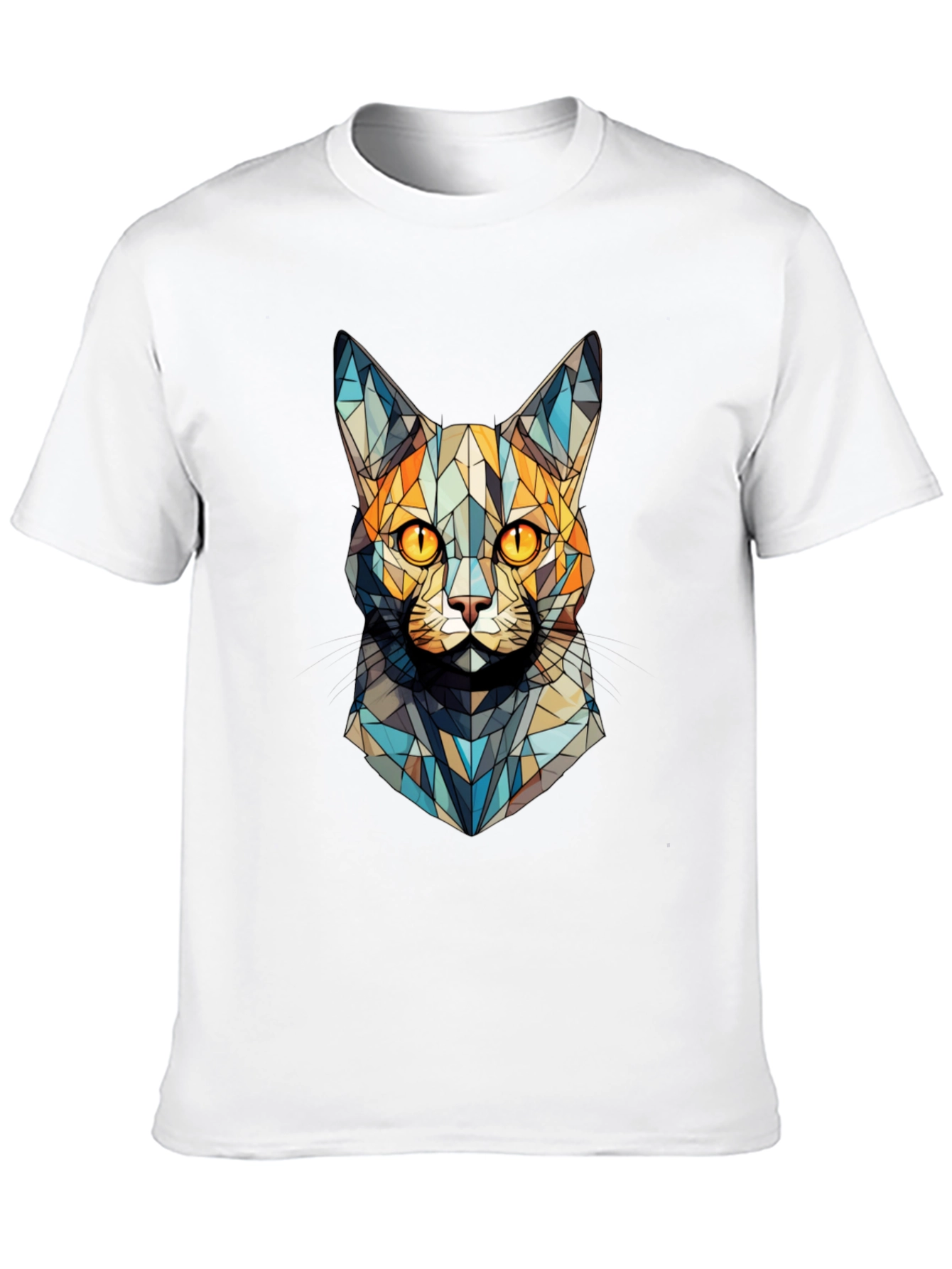 Geometric Cat Face T-Shirt - Abstract Design