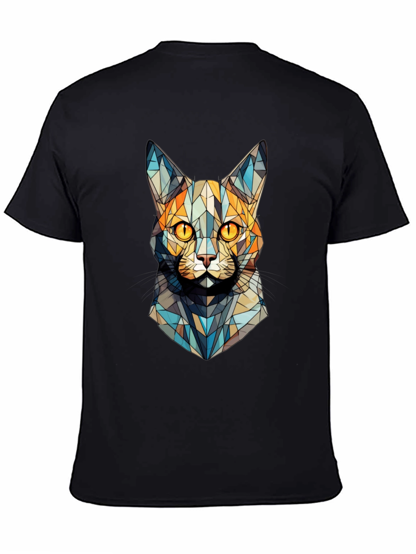 Geometric Cat Face T-Shirt - Abstract Design