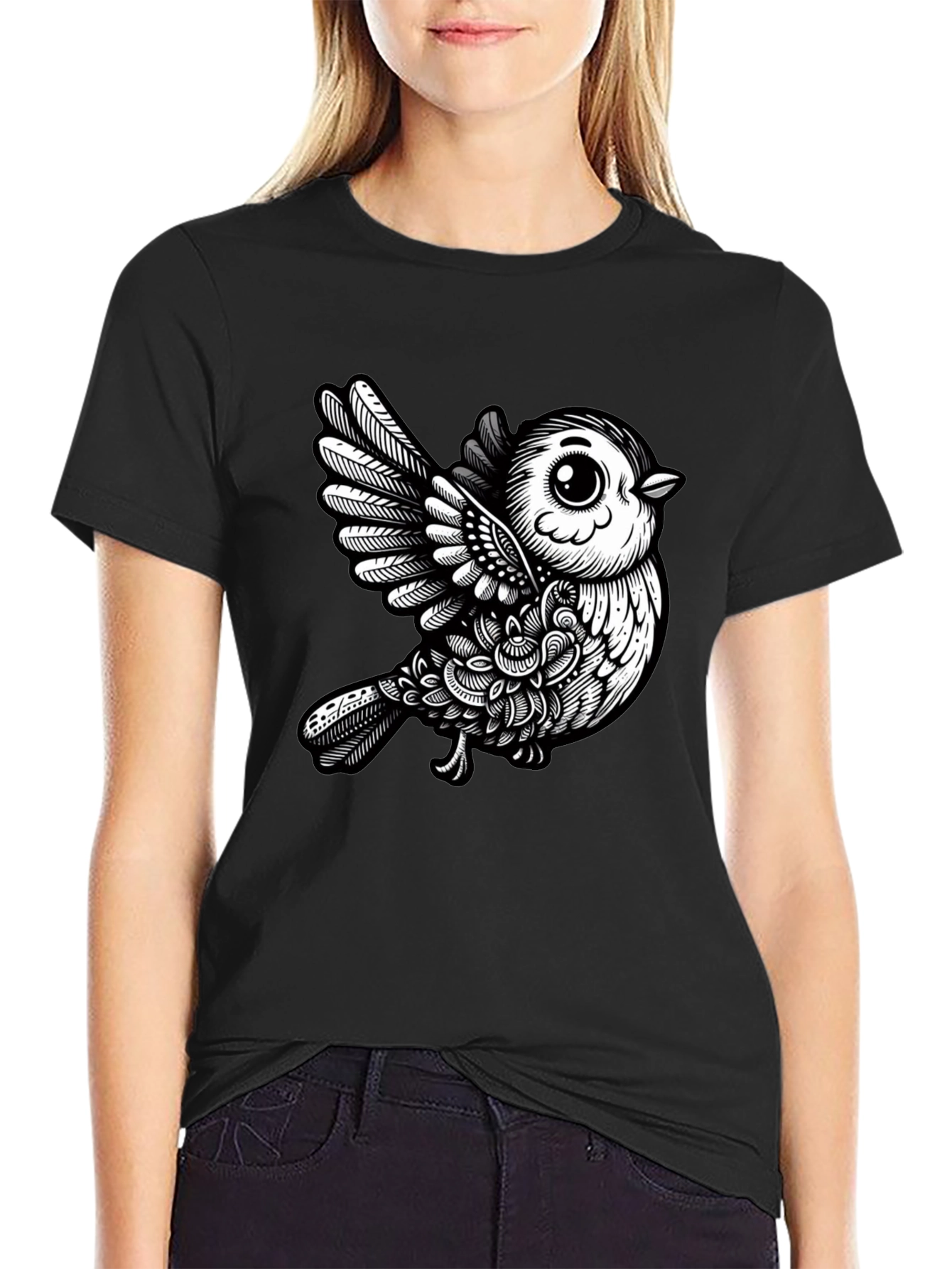 Black Bird Graphic Tee - Unique Design