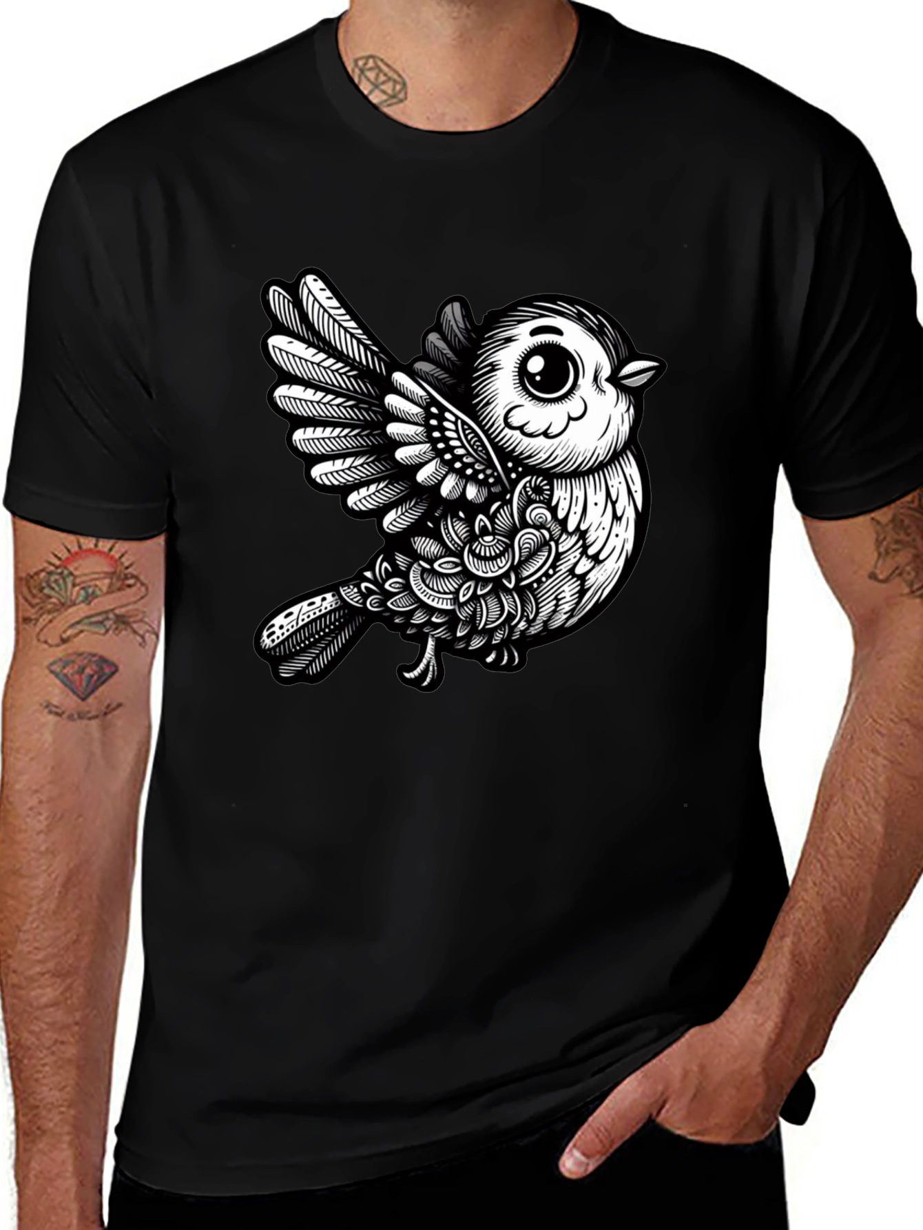 Black Bird Graphic Tee - Unique Design