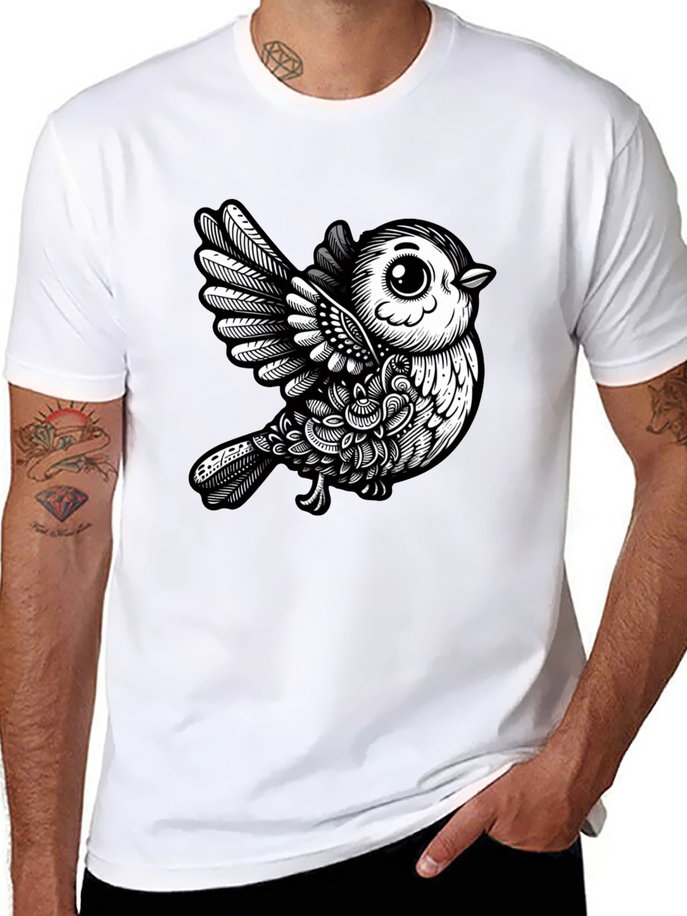Black Bird Graphic Tee - Unique Design