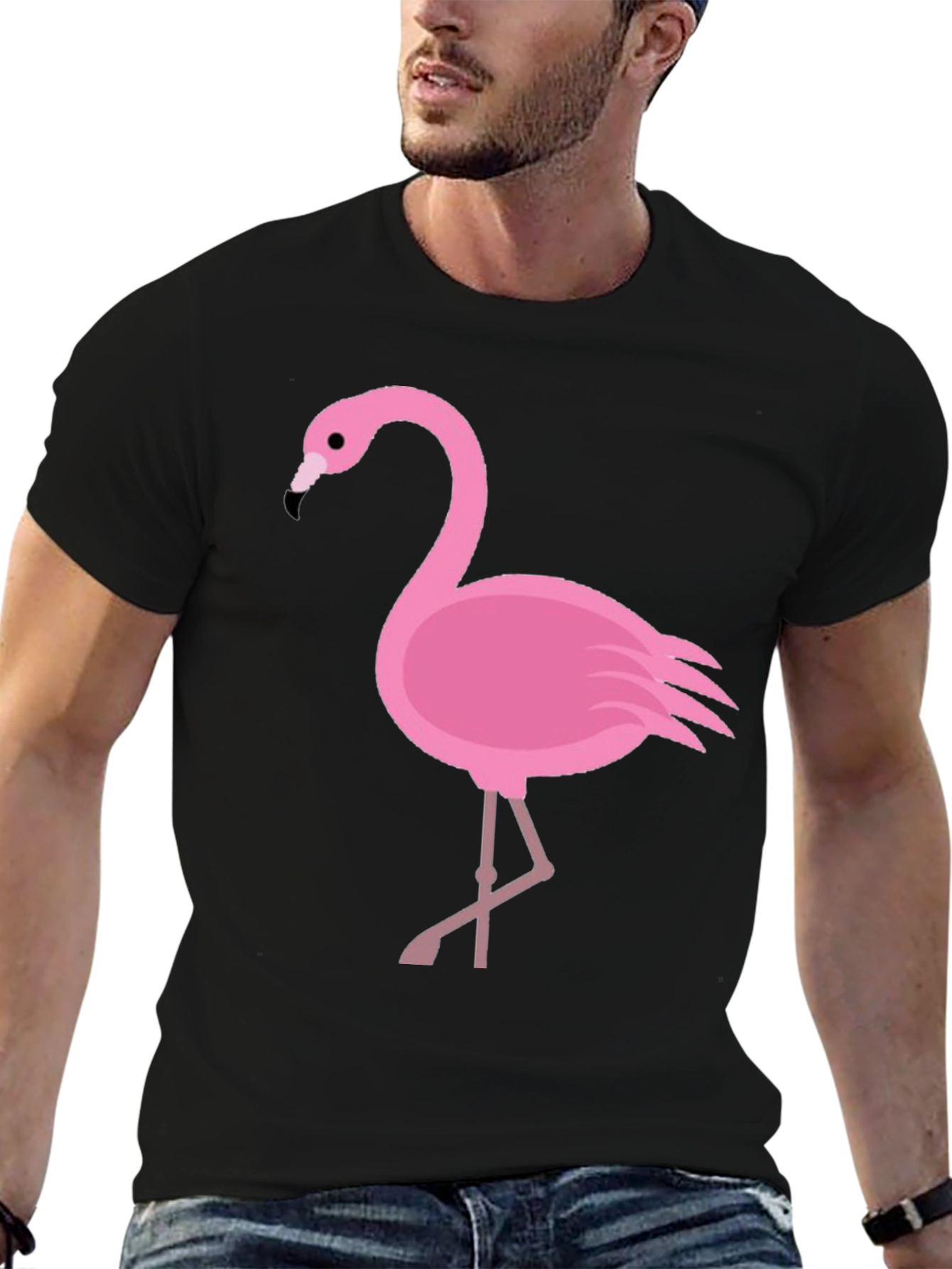 Flamingo Graphic Tee - Casual Black T-Shirt