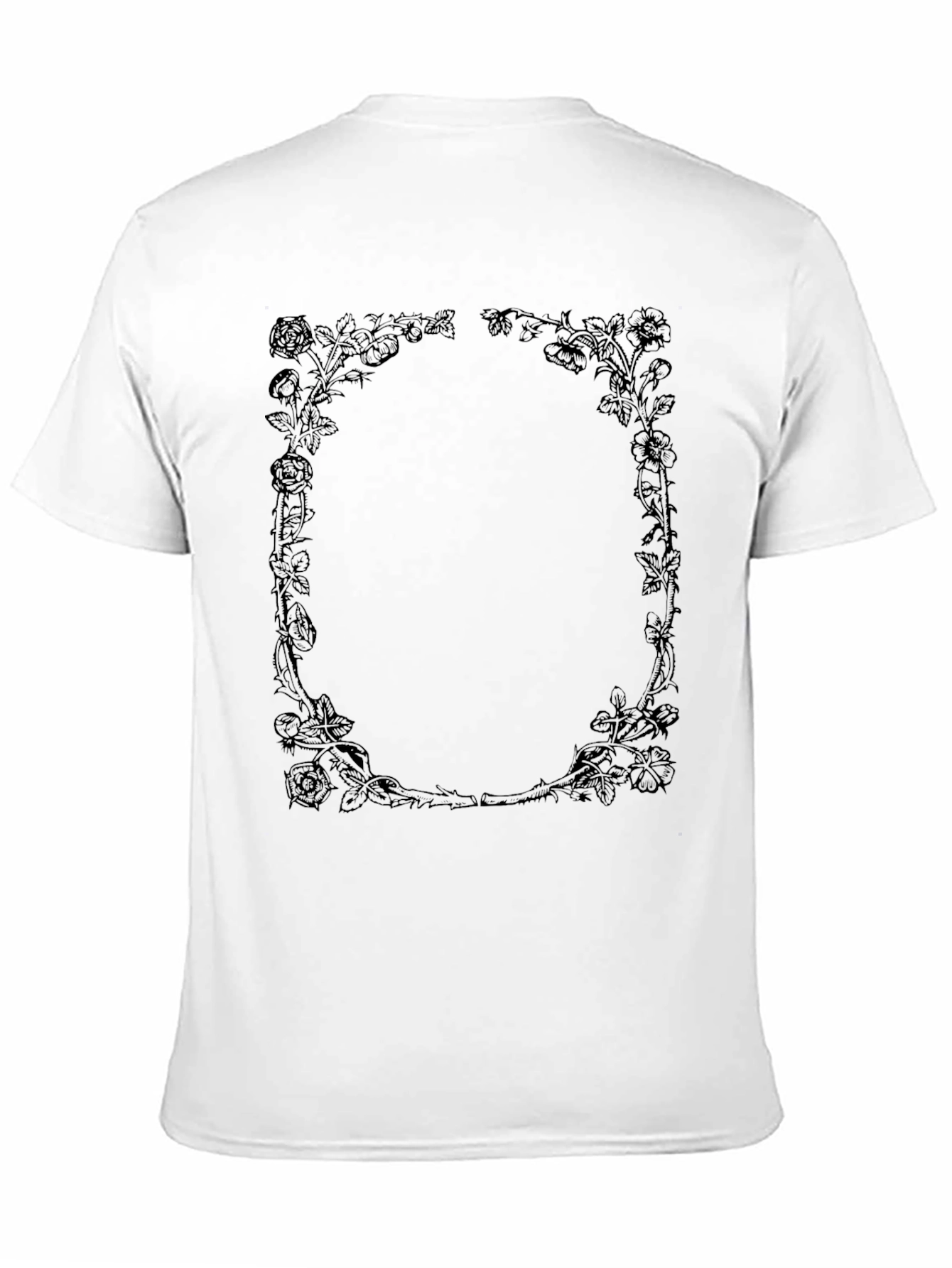 Rose Vine Graphic T-Shirt - Black Crew Neck