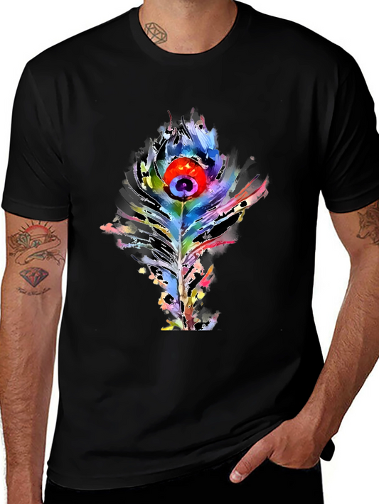Watercolor Peacock Feather Graphic Tee