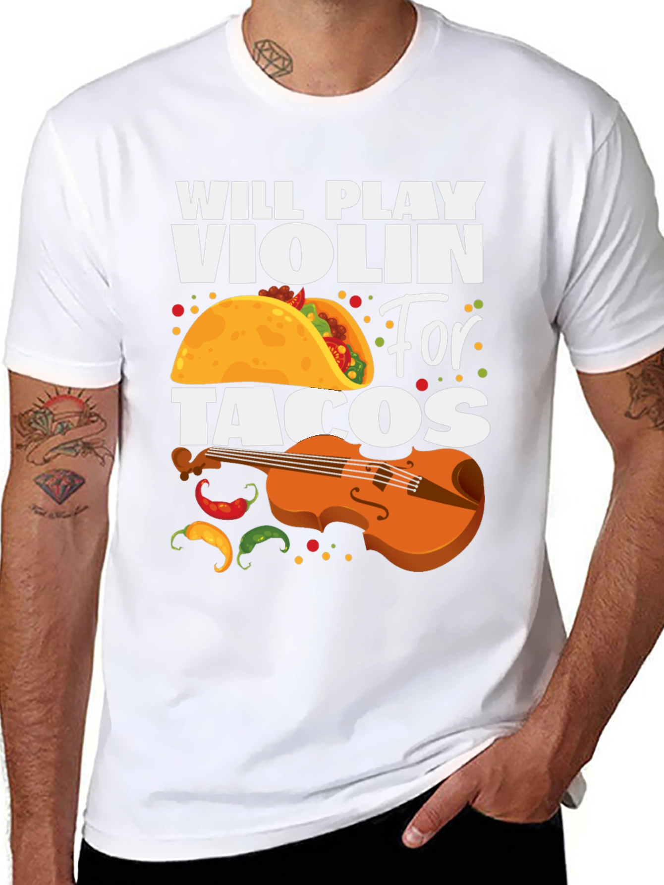 Will Play Violin For Tacos Graphic Tee
