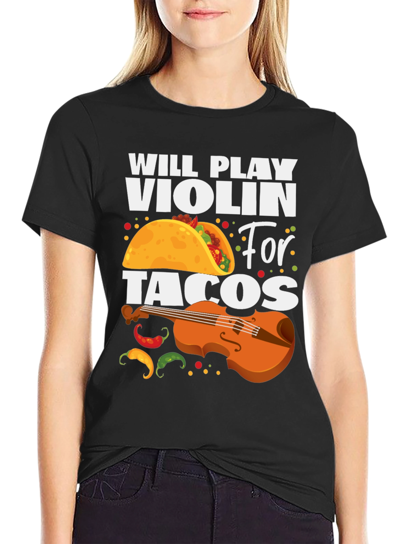 Will Play Violin For Tacos Graphic Tee